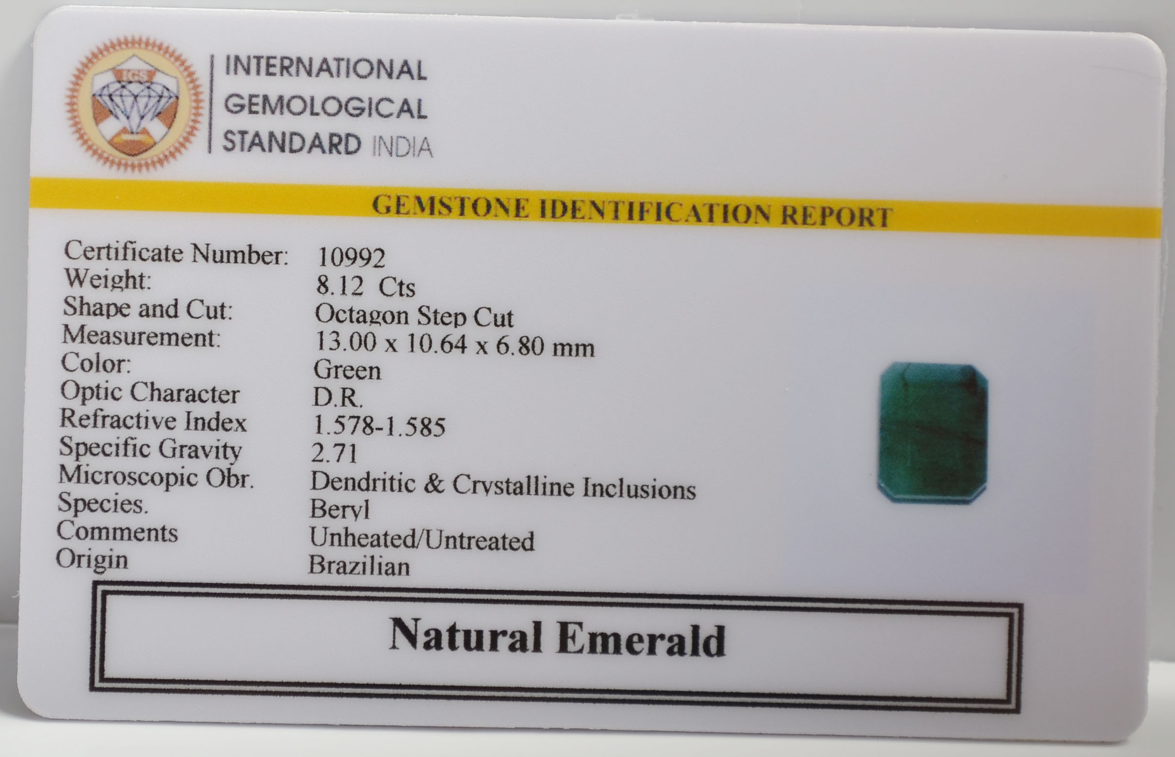 EMR22551 2 EMERALD 8.12 Ct.