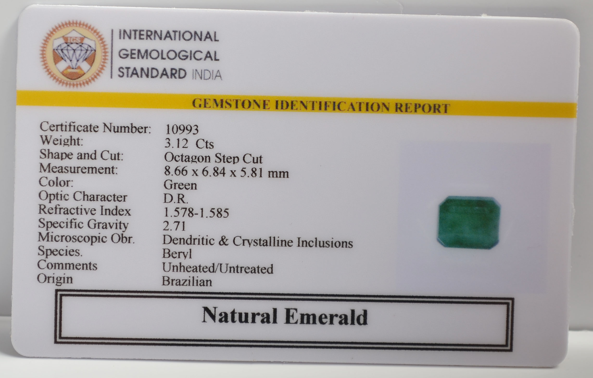 EMR22552 2 EMERALD 3.12 Ct.