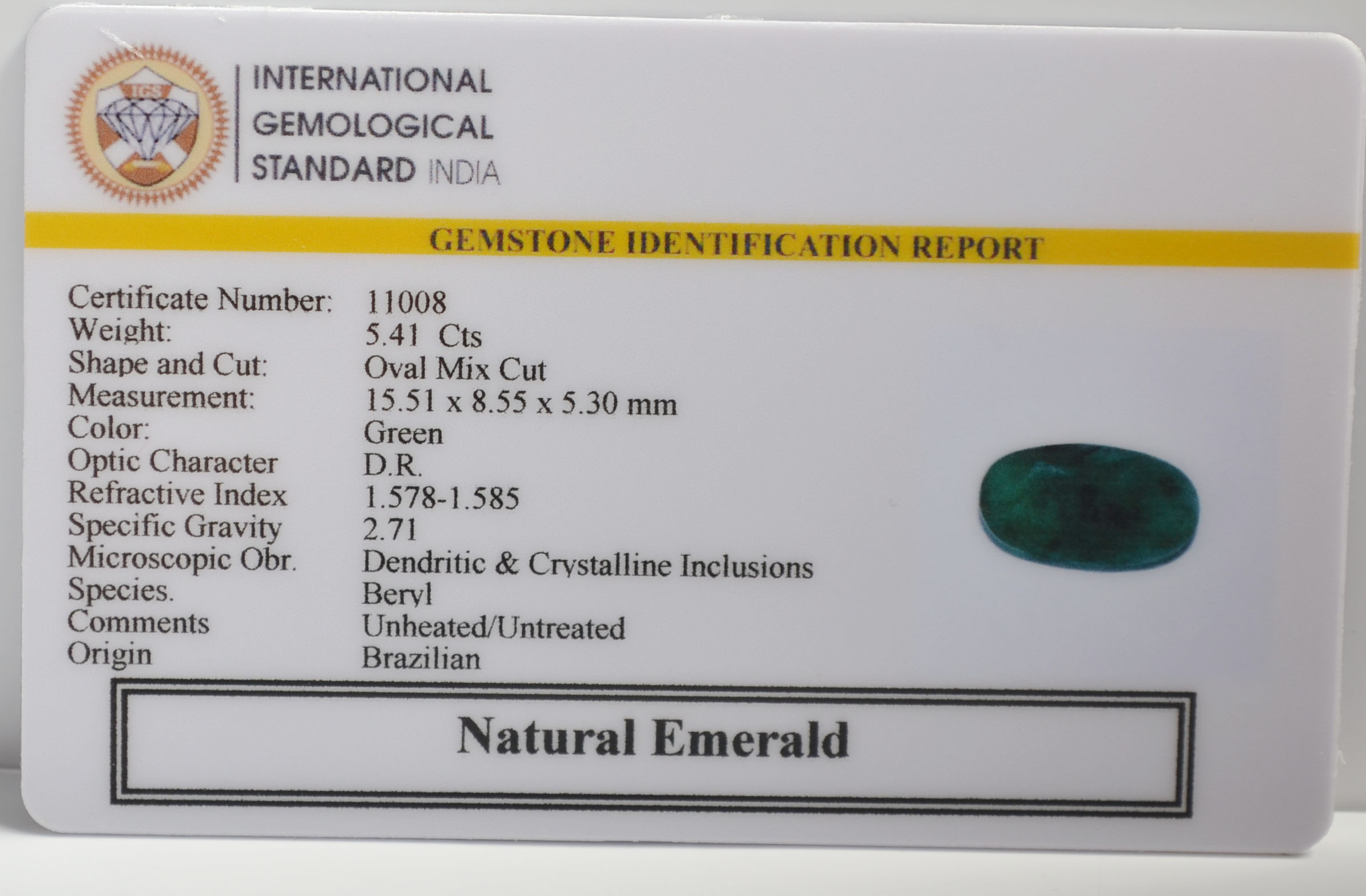 EMERALD 5.41 Ct. 3 EMR22562 2 EMERALD 5.41 Ct.