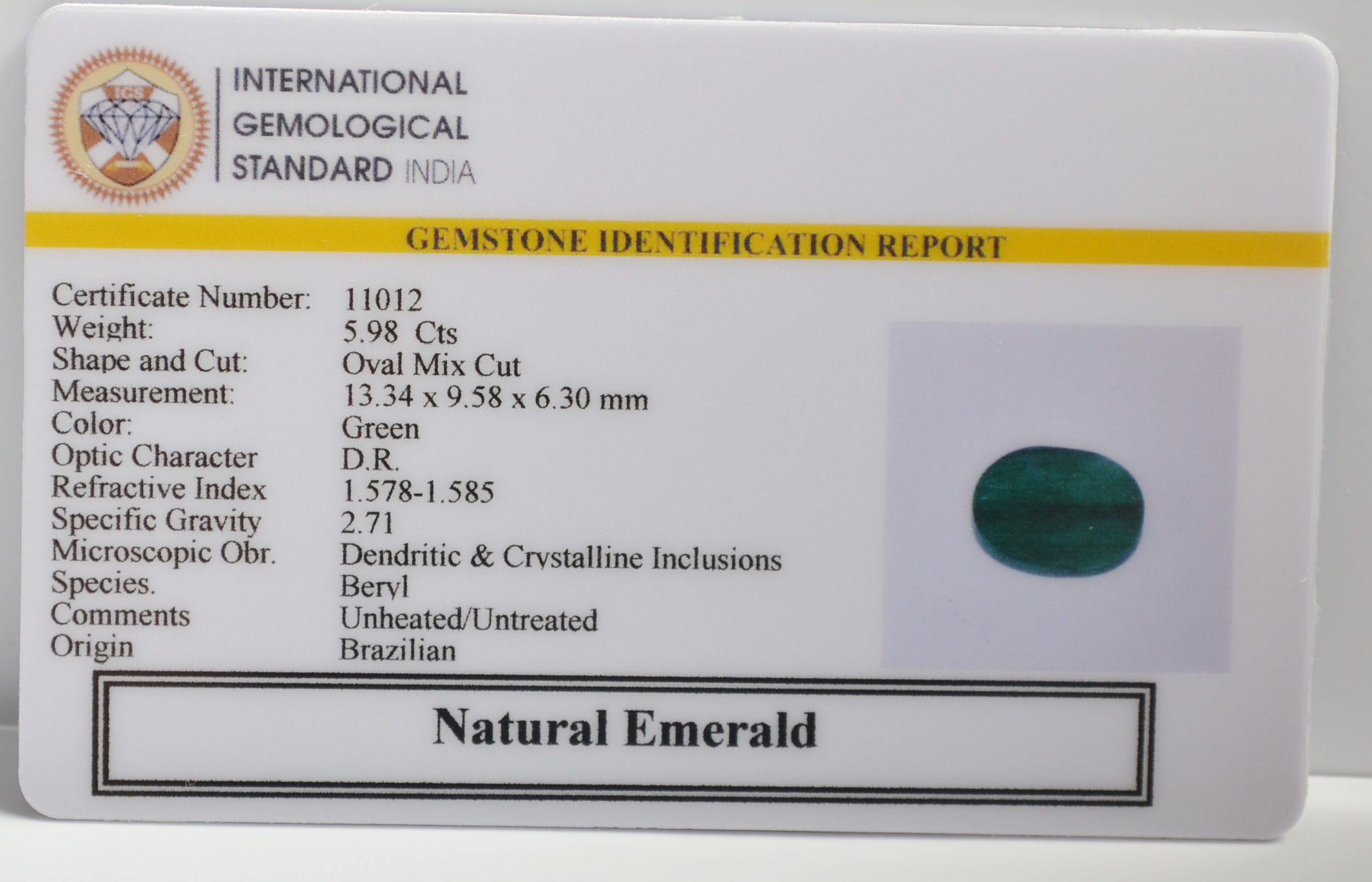 EMERALD 5.98 Ct. 3 EMR22564 2 EMERALD 5.98 Ct.