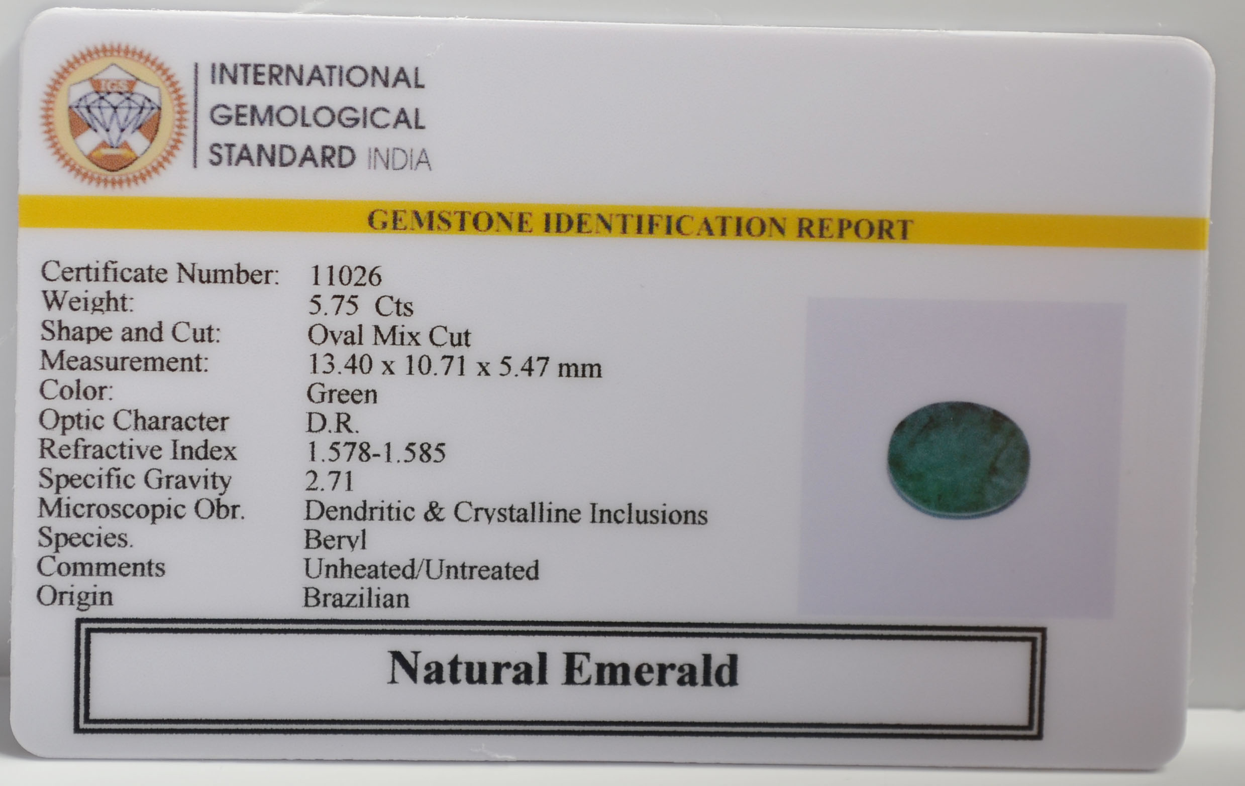 EMR22574 2 EMERALD 5.75 Ct.