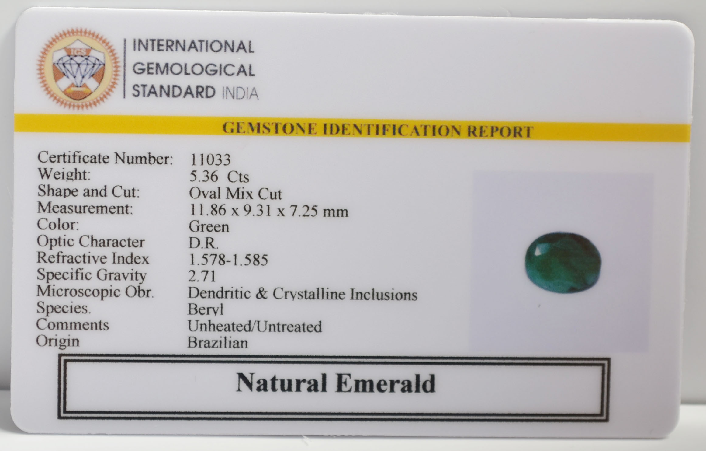 EMR22580 2 EMERALD 5.36 Ct.