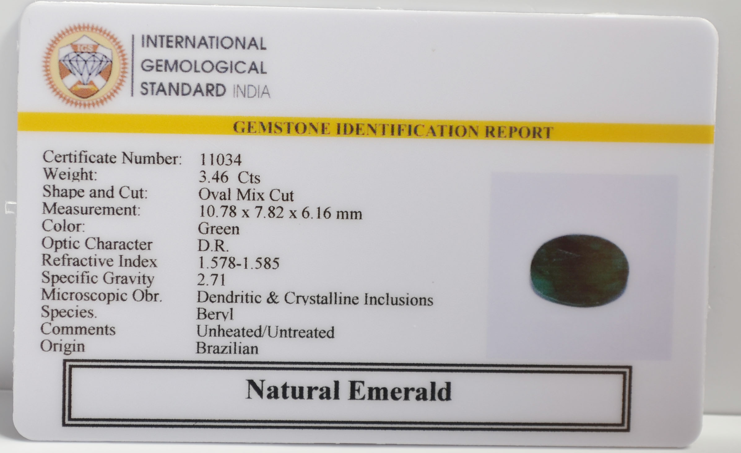 EMR22581 2 EMERALD 3.46 Ct.