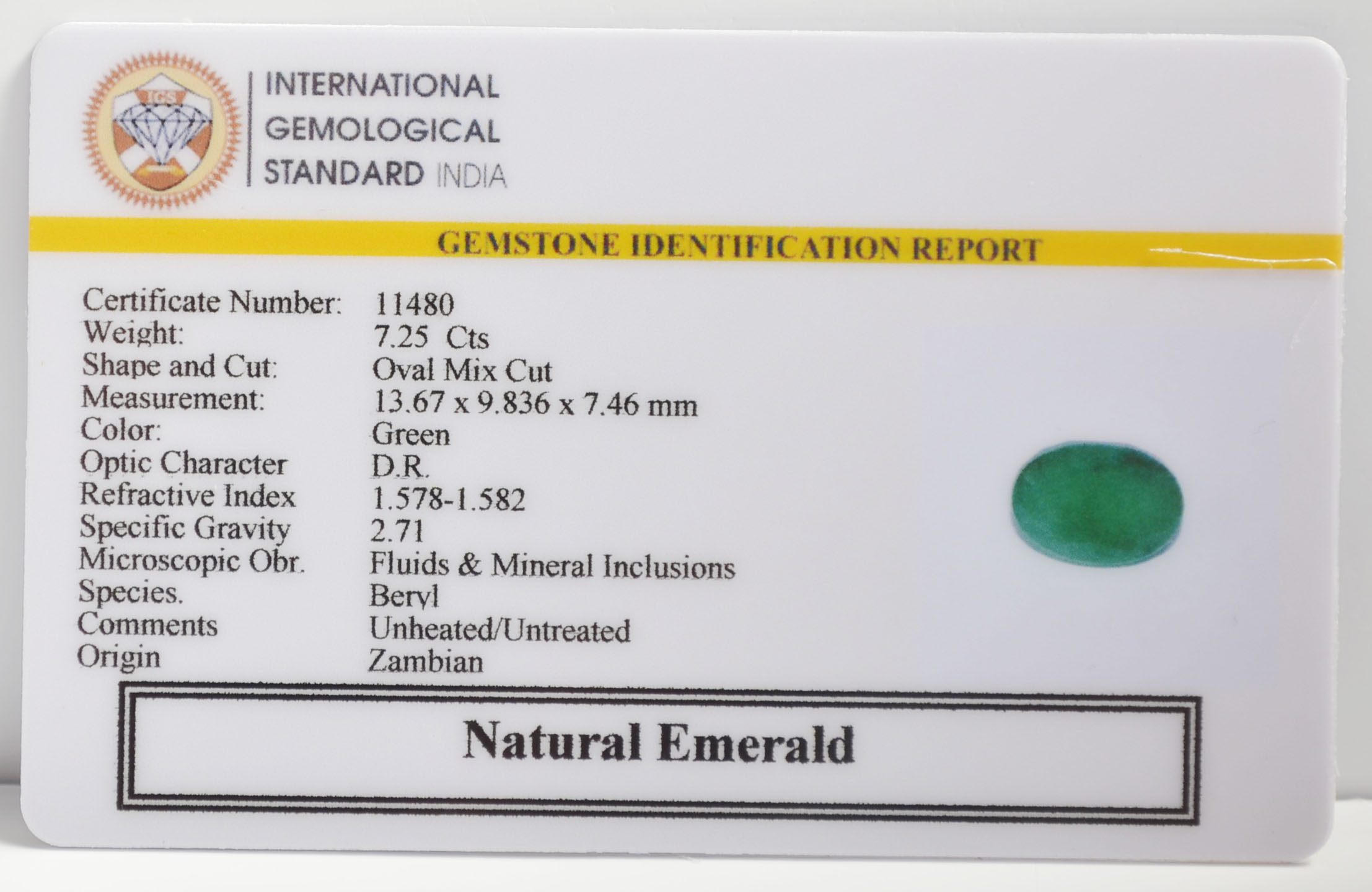 EMERALD 7.25 Ct.