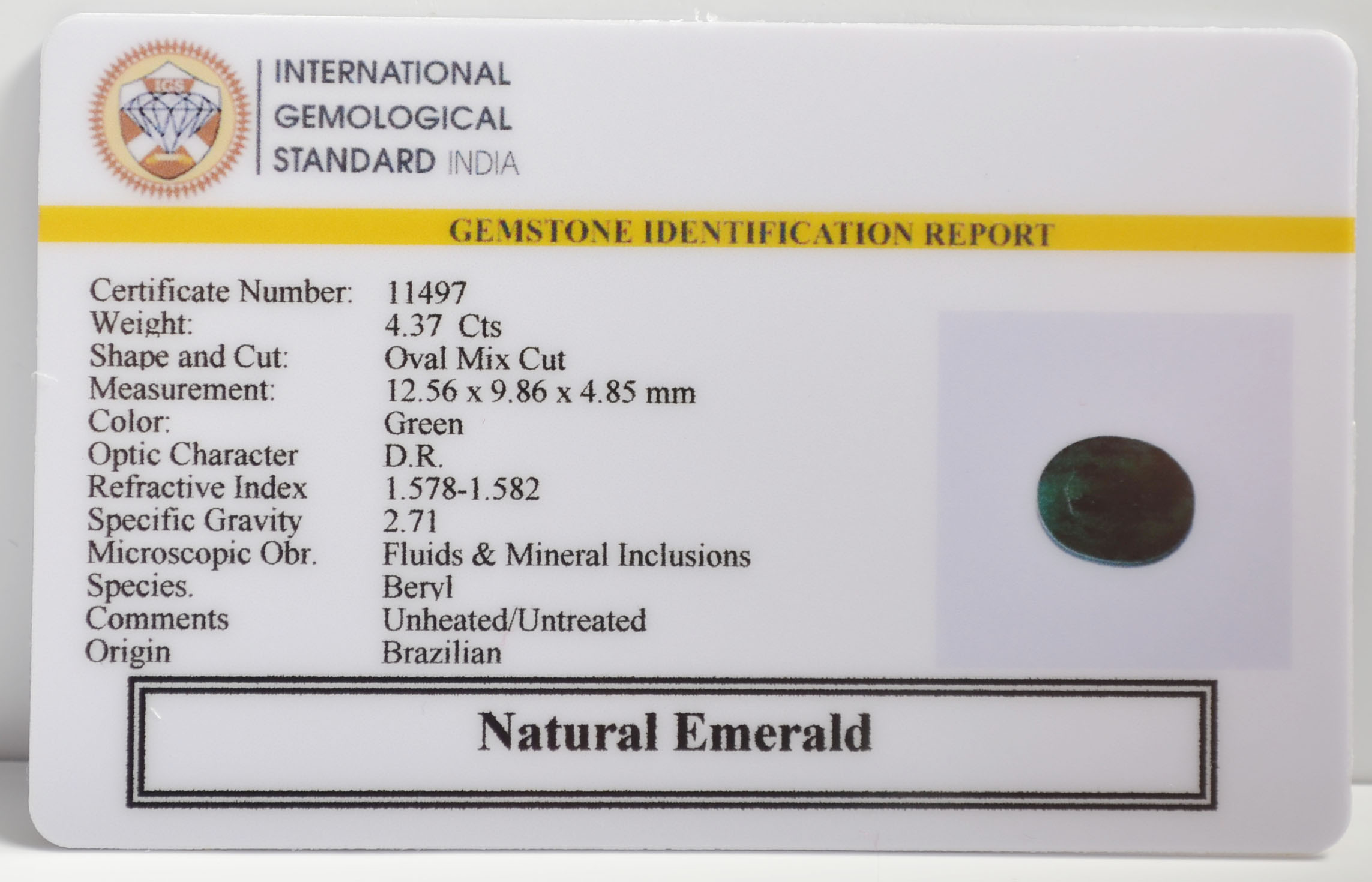 EMR22616 2 EMERALD 4.37 Ct.