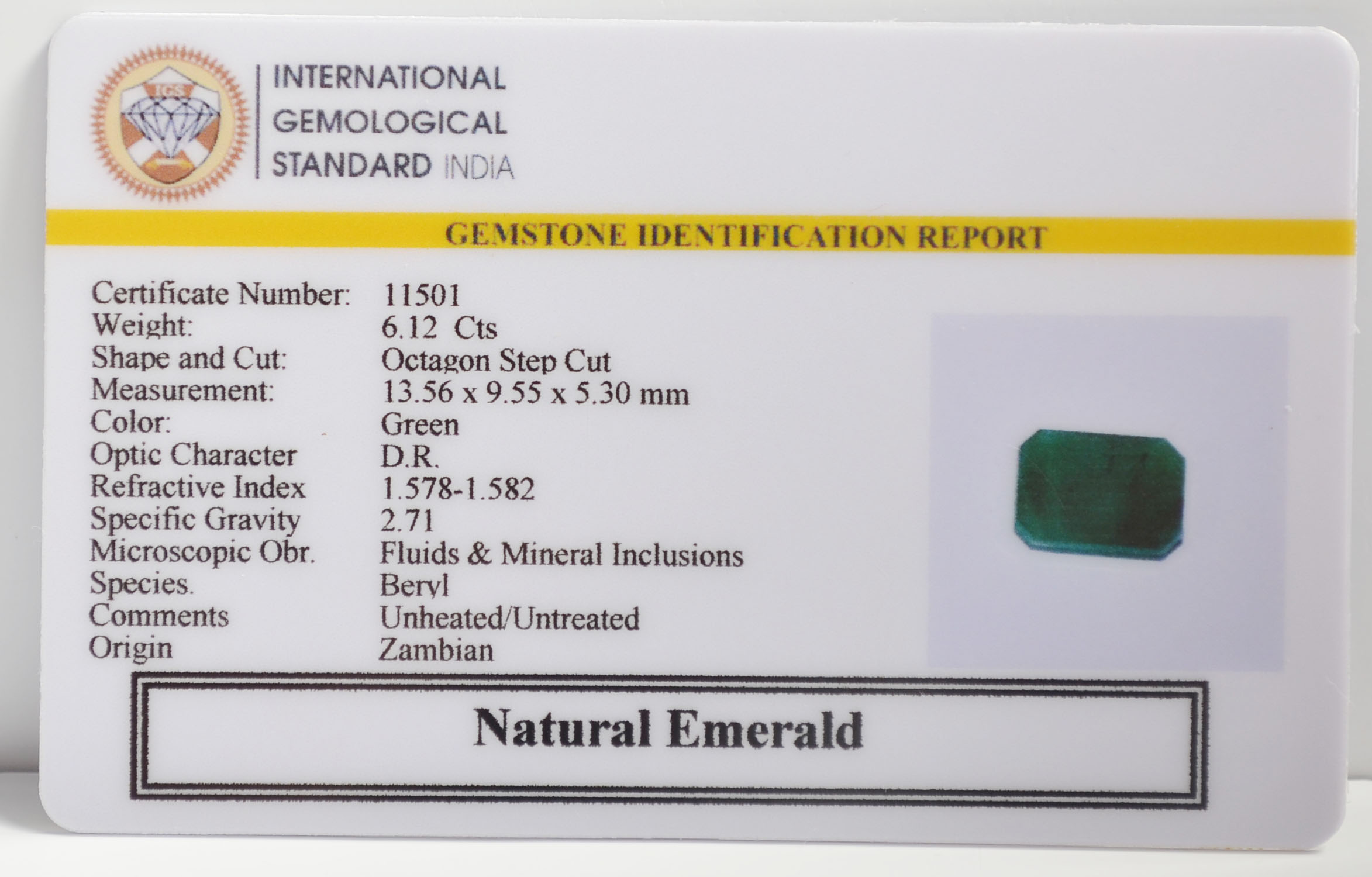 EMR22620 2 EMERALD 6.12 Ct.