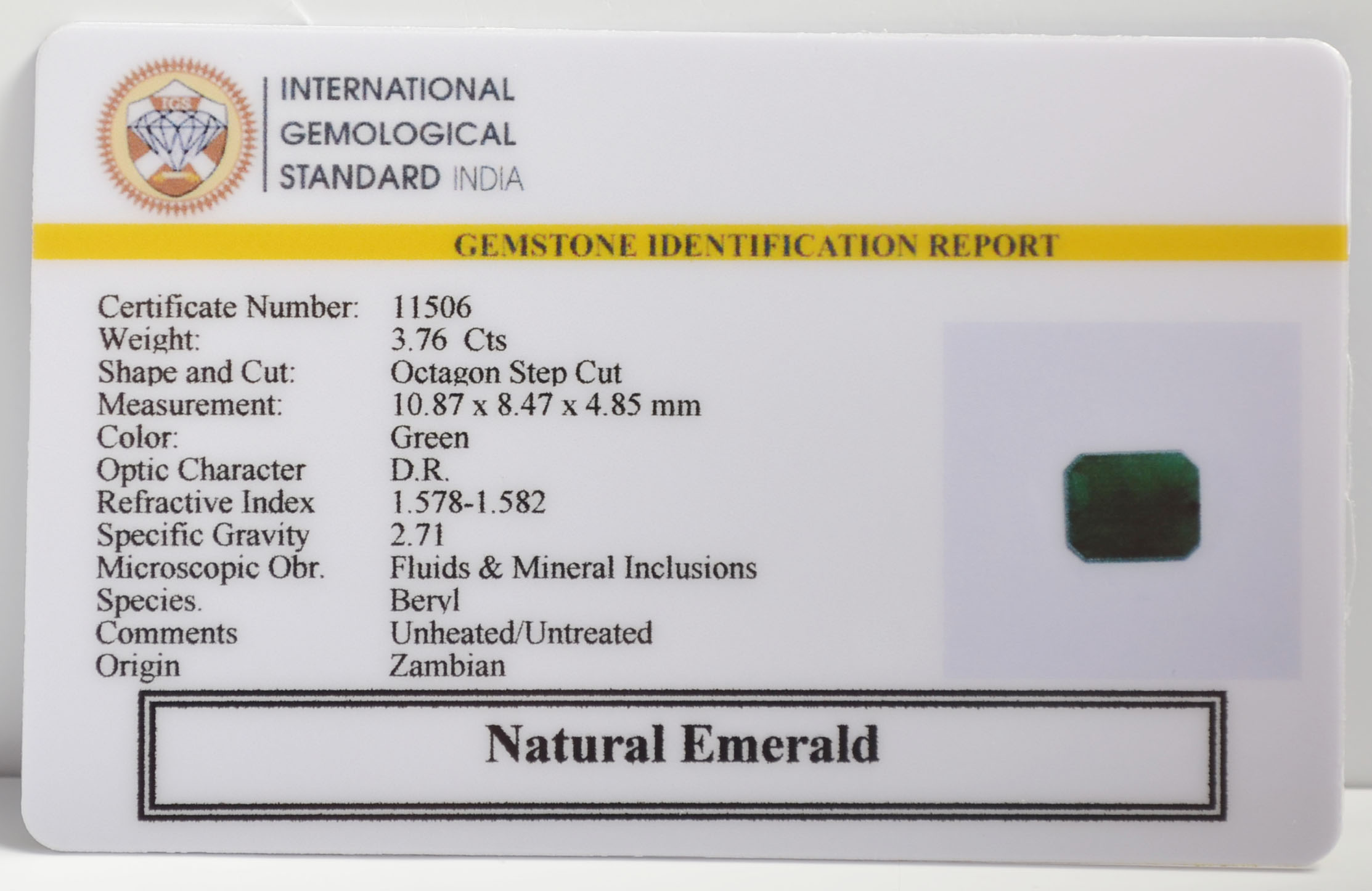 EMR22622 2 EMERALD 3.76 Ct.