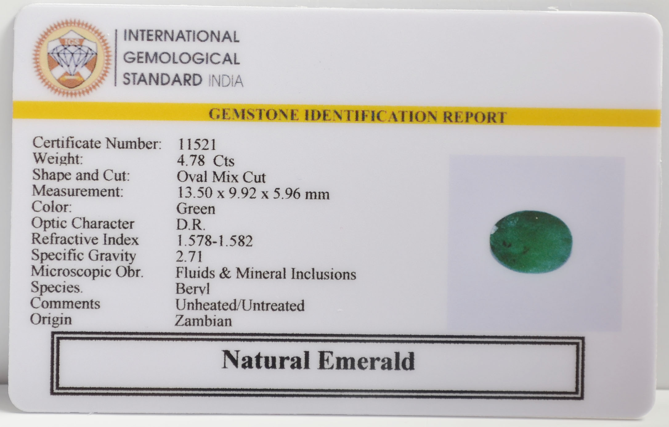 EMR22633 2 EMERALD 4.78 Ct.