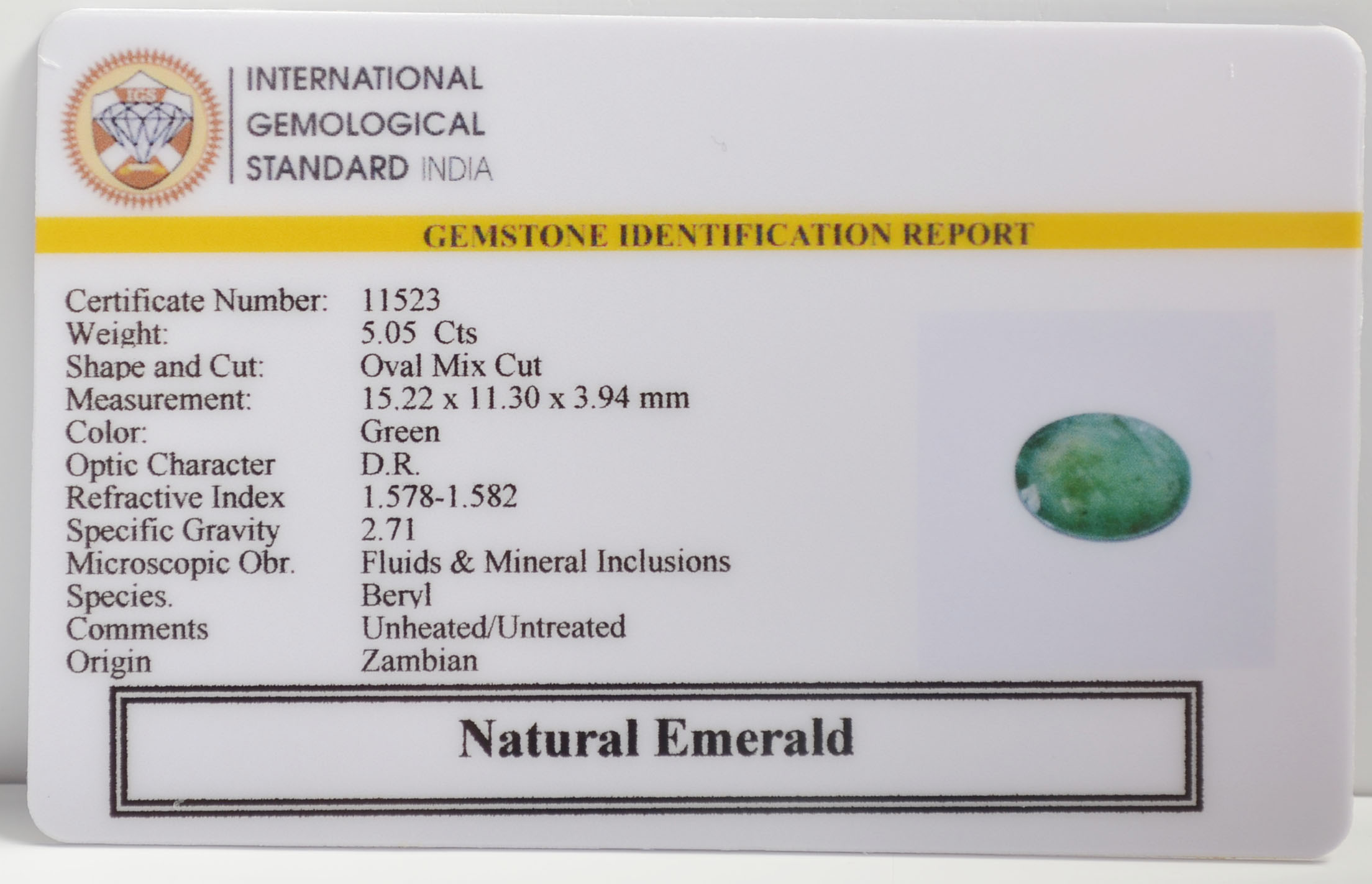 EMR22635 2 EMERALD 5.05 Ct.