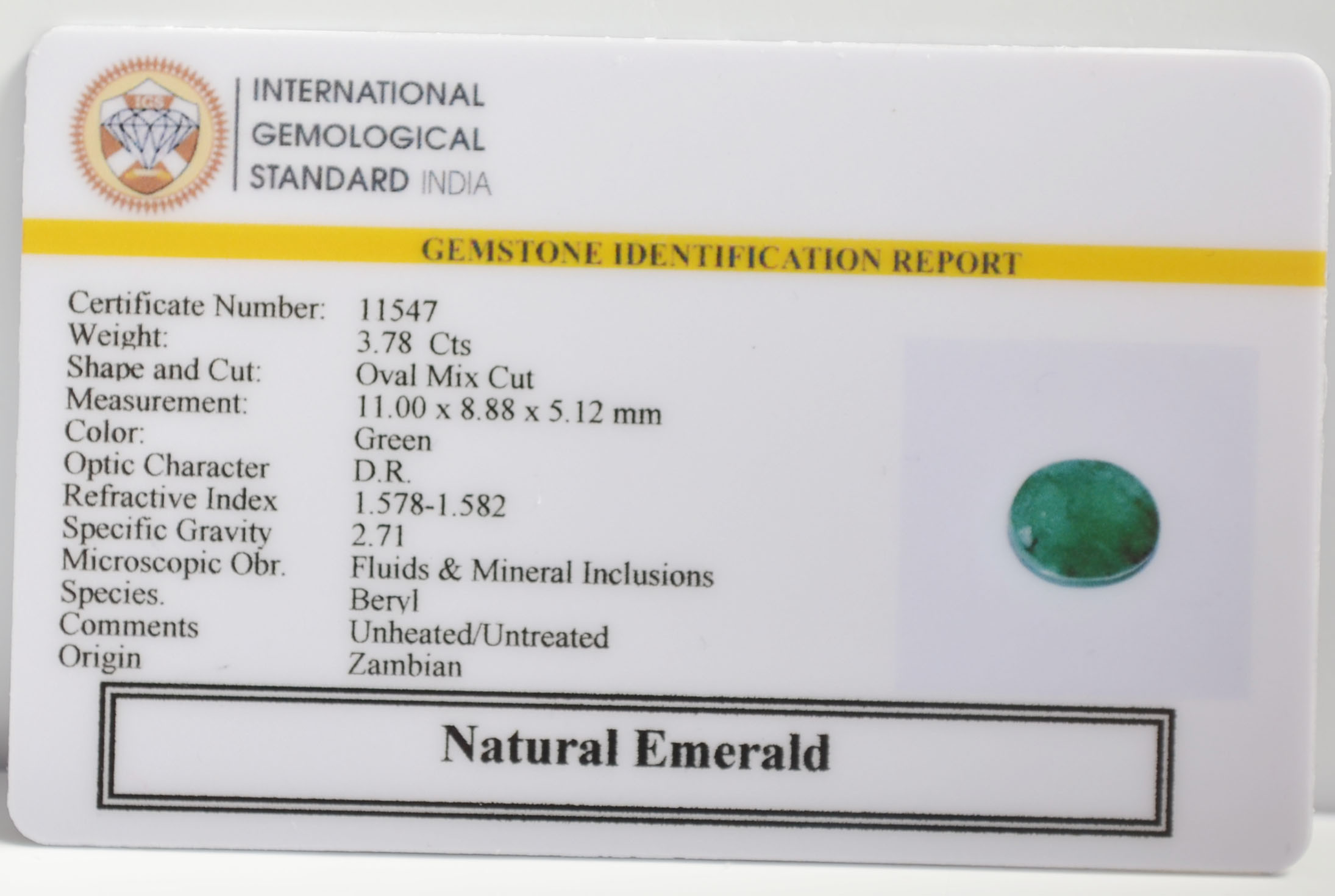 EMR22653 2 EMERALD 3.78 Ct.