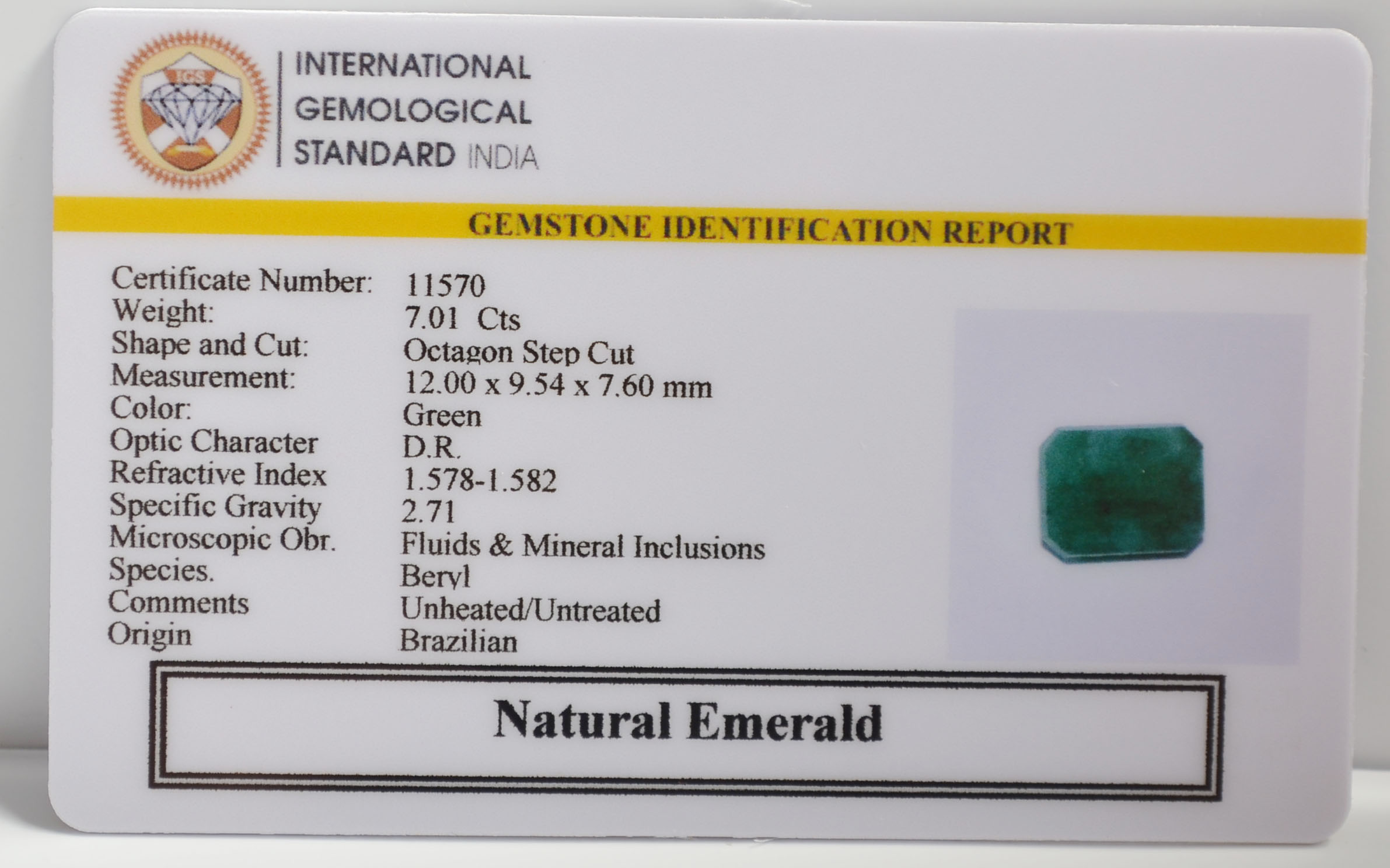 EMR22661 2 EMERALD 7.01 Ct.