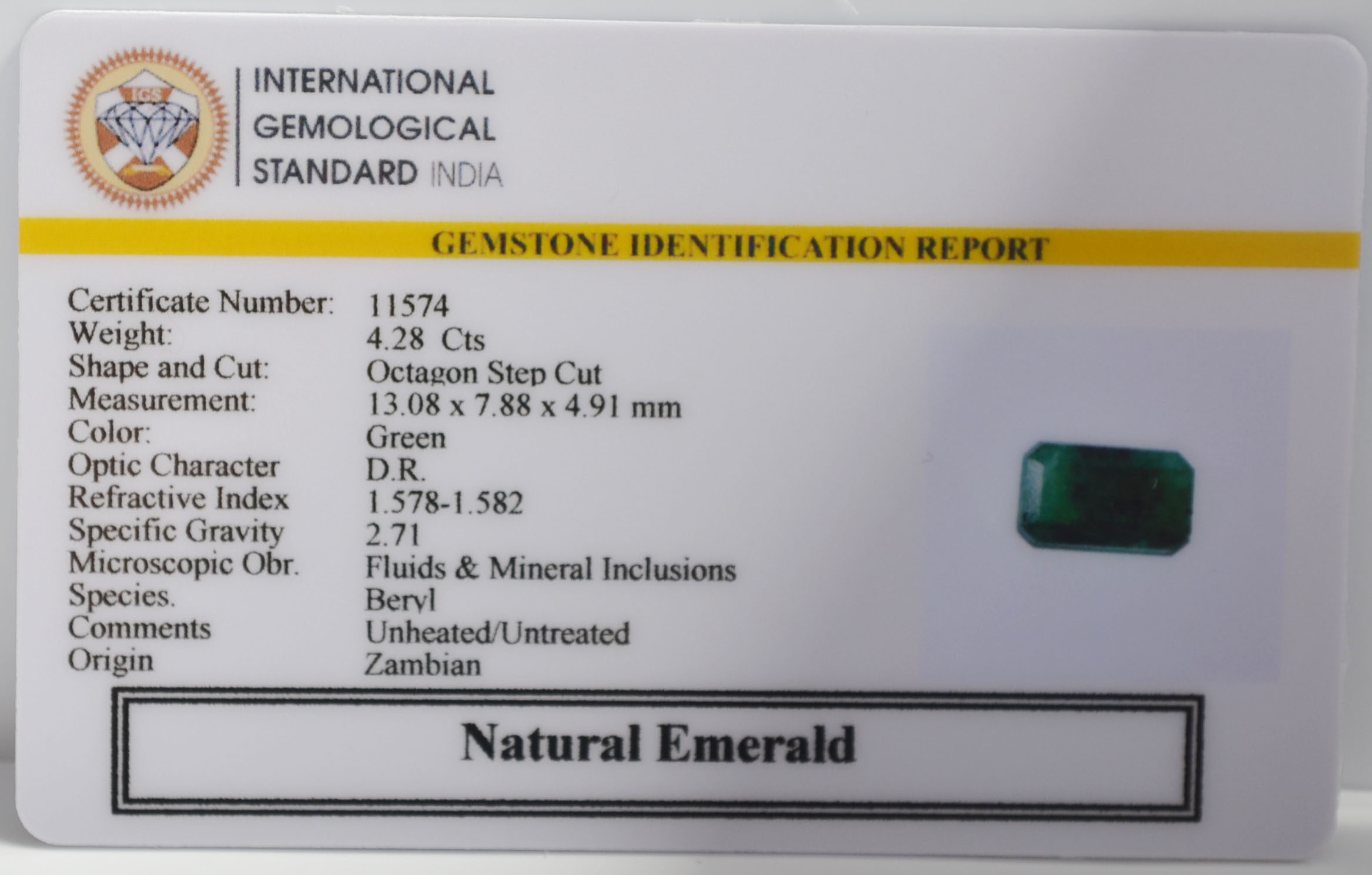 EMR22665 2 EMERALD 4.28 Ct.