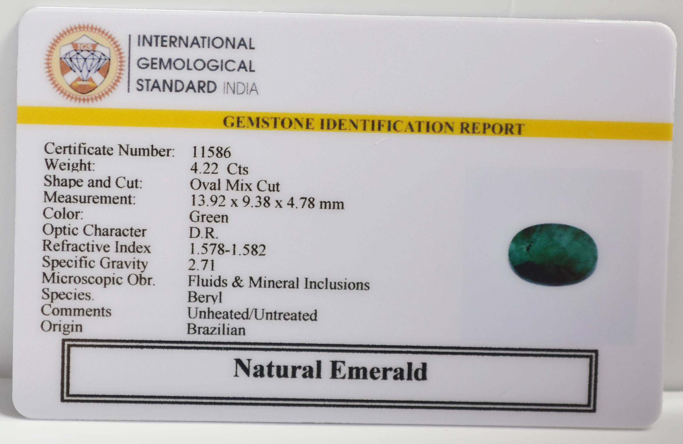 EMR22674 2 EMERALD 4.22 Ct.