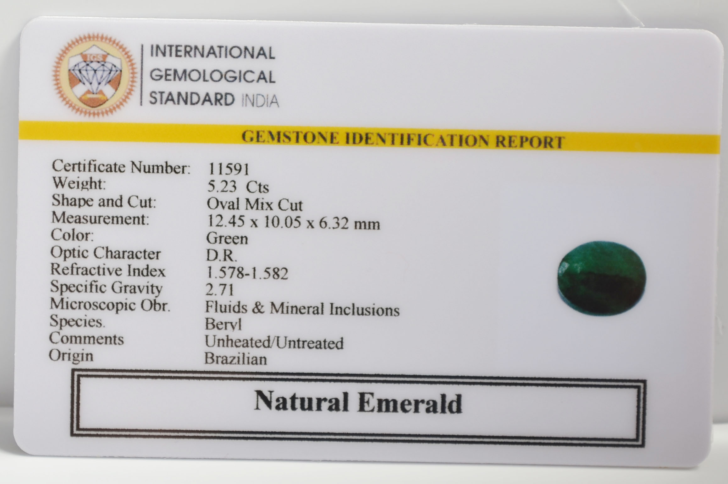 EMERALD 5.23 Ct. 3 EMR22678 2 EMERALD 5.23 Ct.
