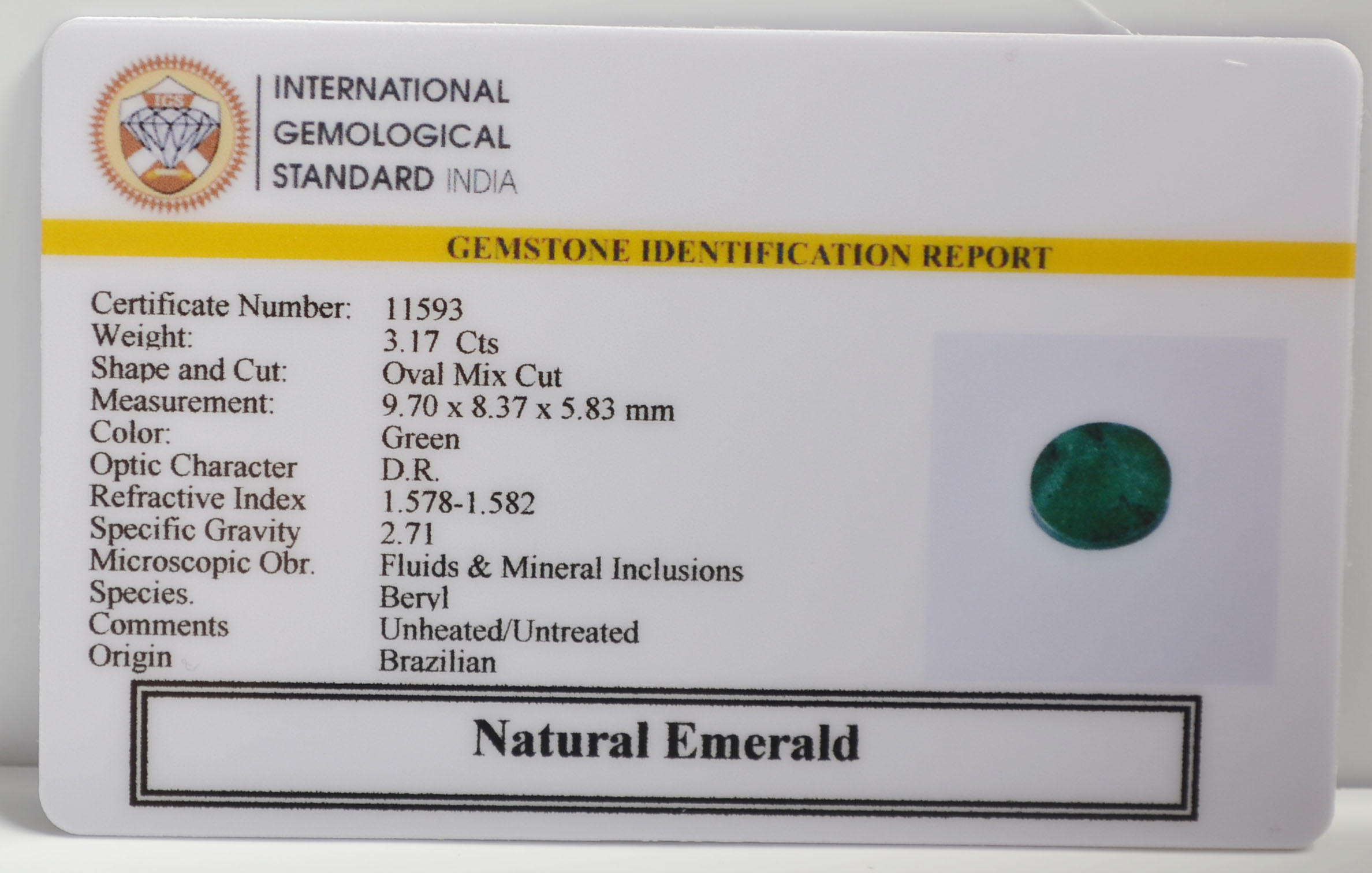 EMERALD 3.17 Ct. 3 EMR22680 2 EMERALD 3.17 Ct.