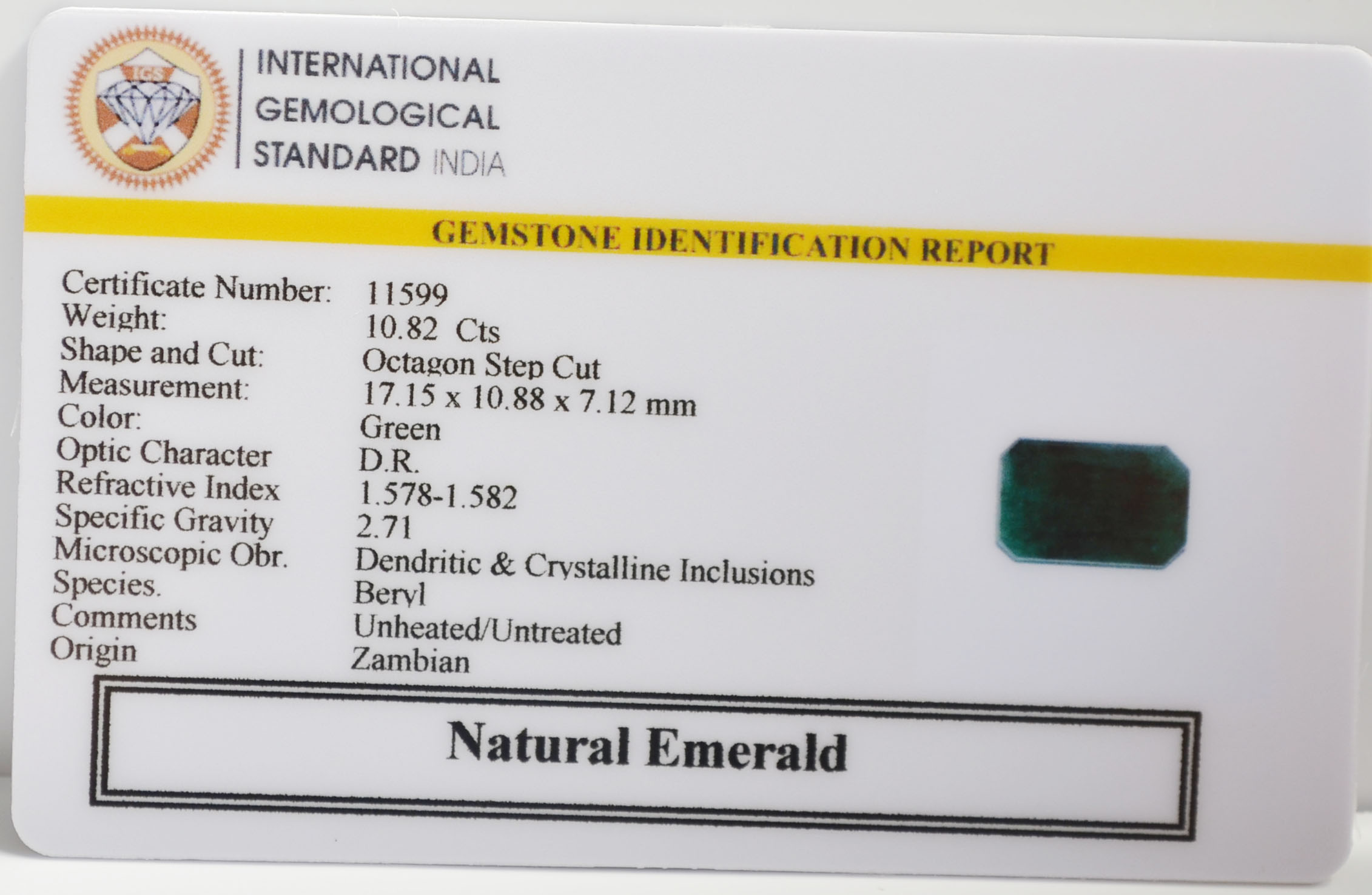 EMR22684 2 EMERALD 10.82 Ct.