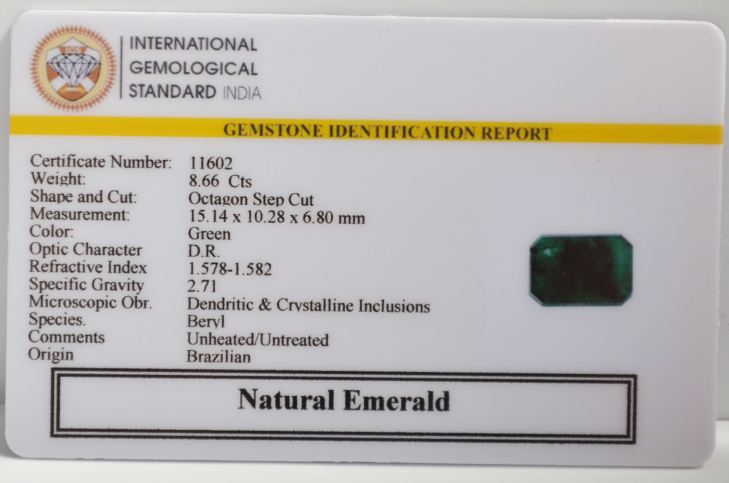 EMR22686 2 EMERALD 8.66 Ct.