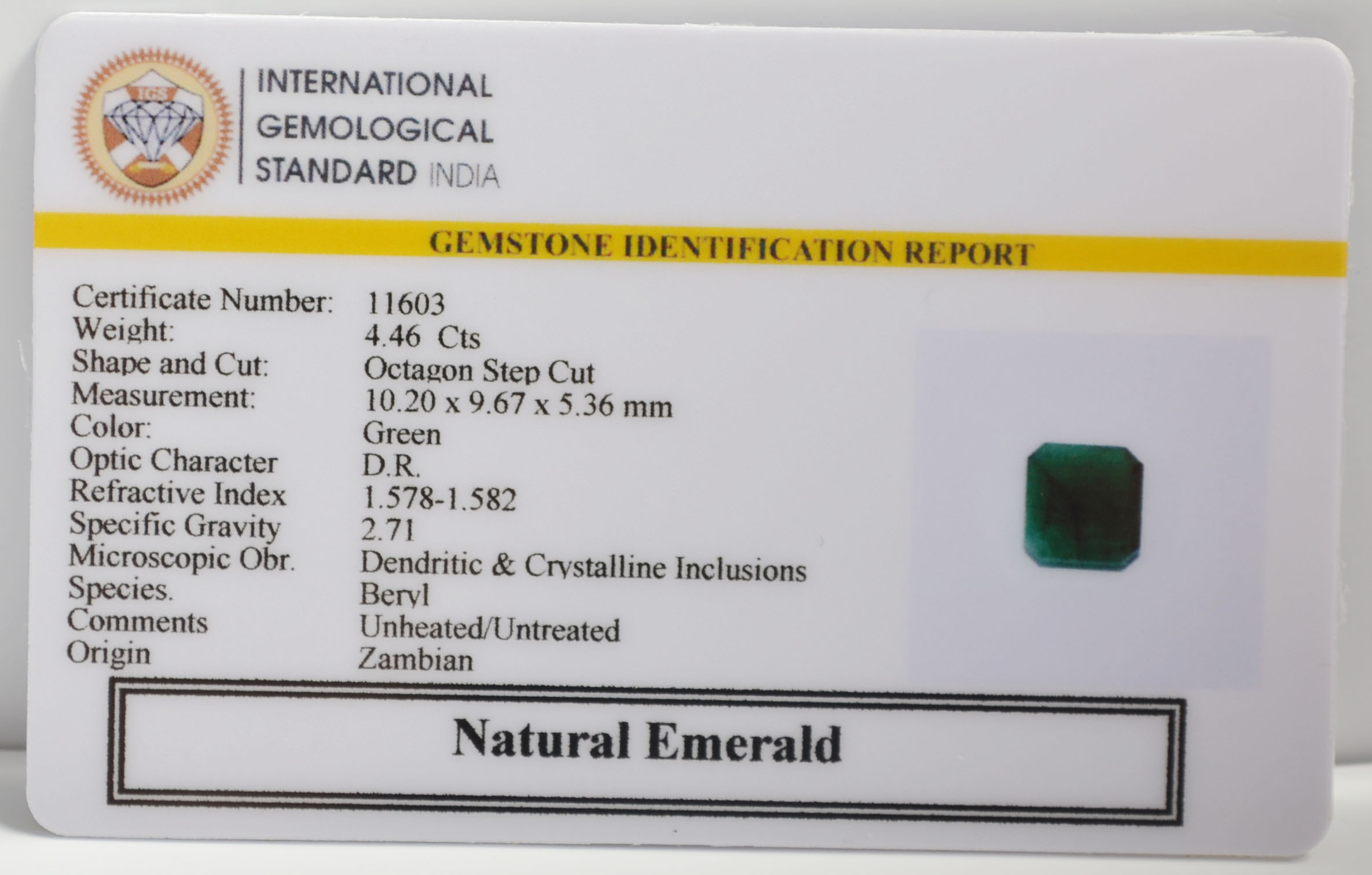 EMR22687 2 EMERALD 4.46 Ct.