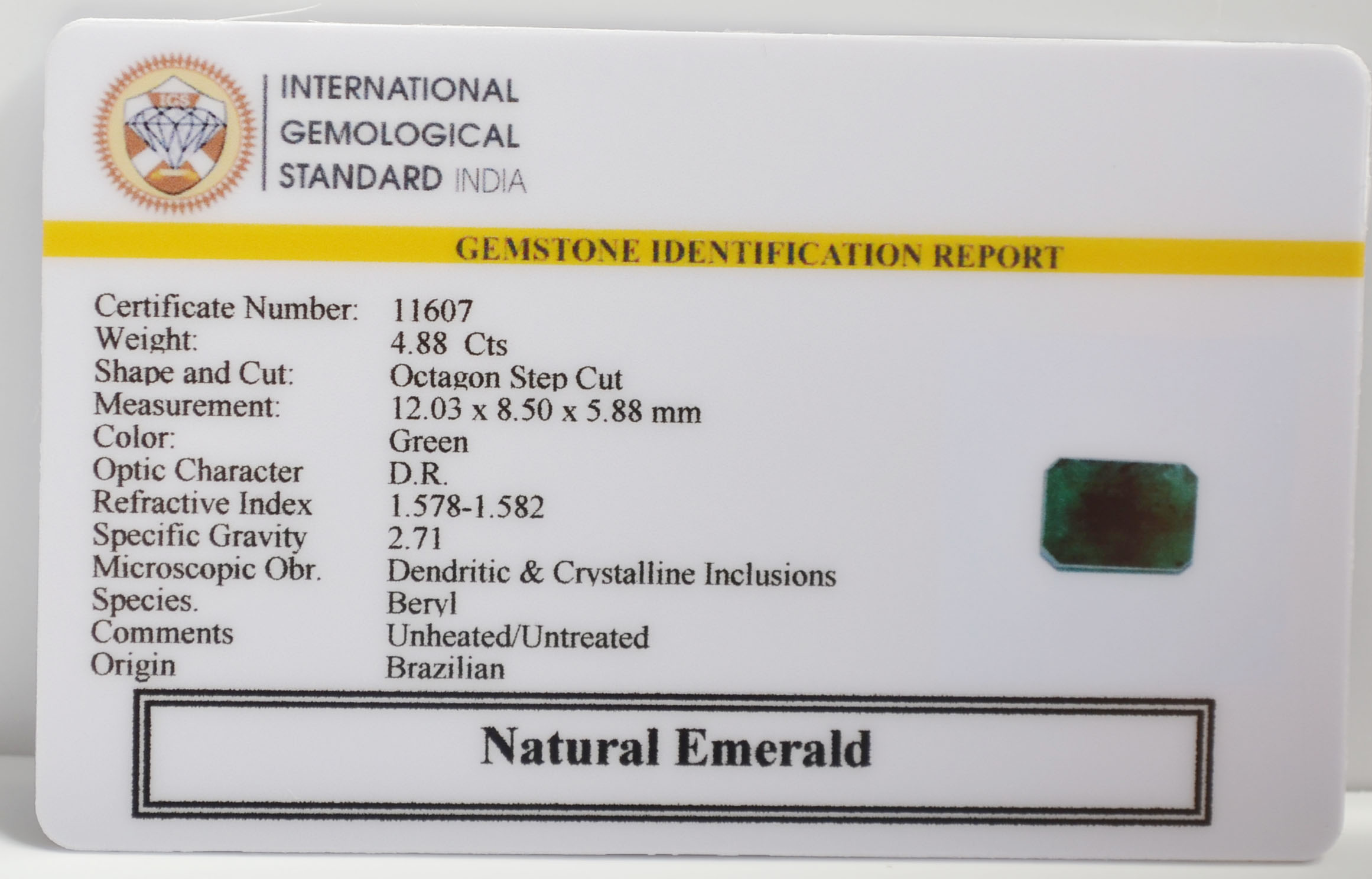 EMERALD 4.88 Ct. 3 EMR22690 2 EMERALD 4.88 Ct.