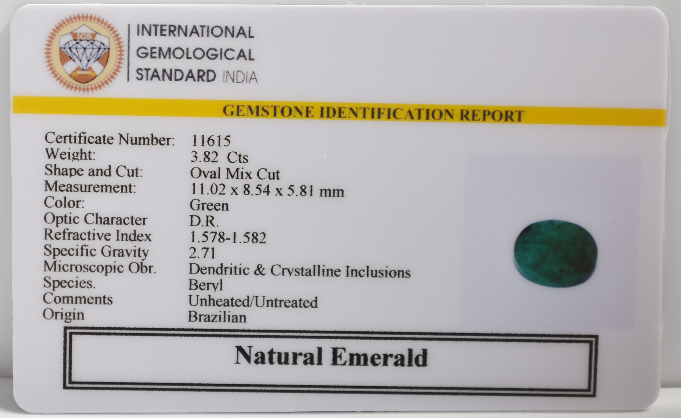 EMR22697 2 EMERALD 3.82 Ct.