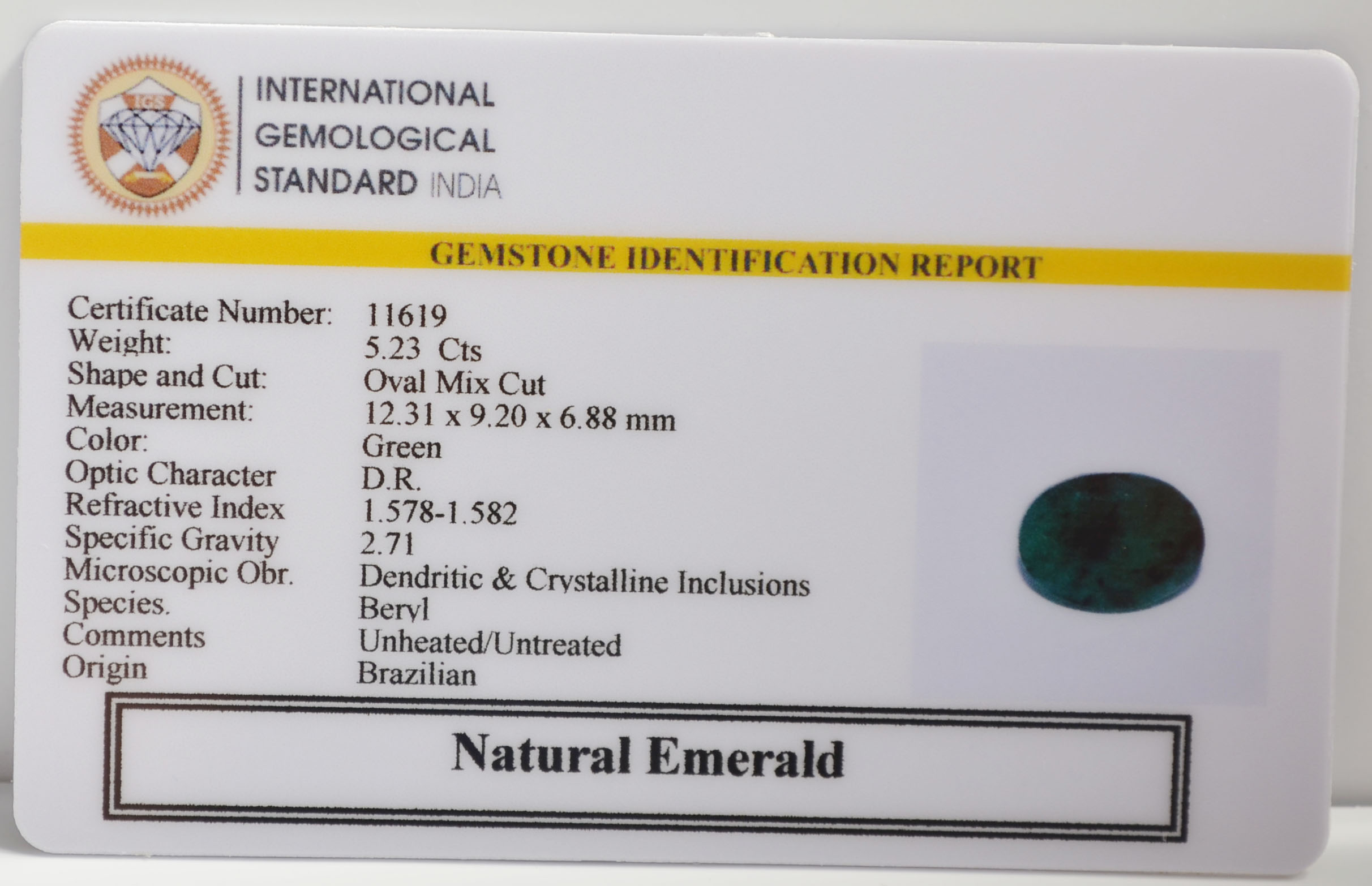 EMERALD 5.23 Ct. 3 EMR22700 2 EMERALD 5.23 Ct.
