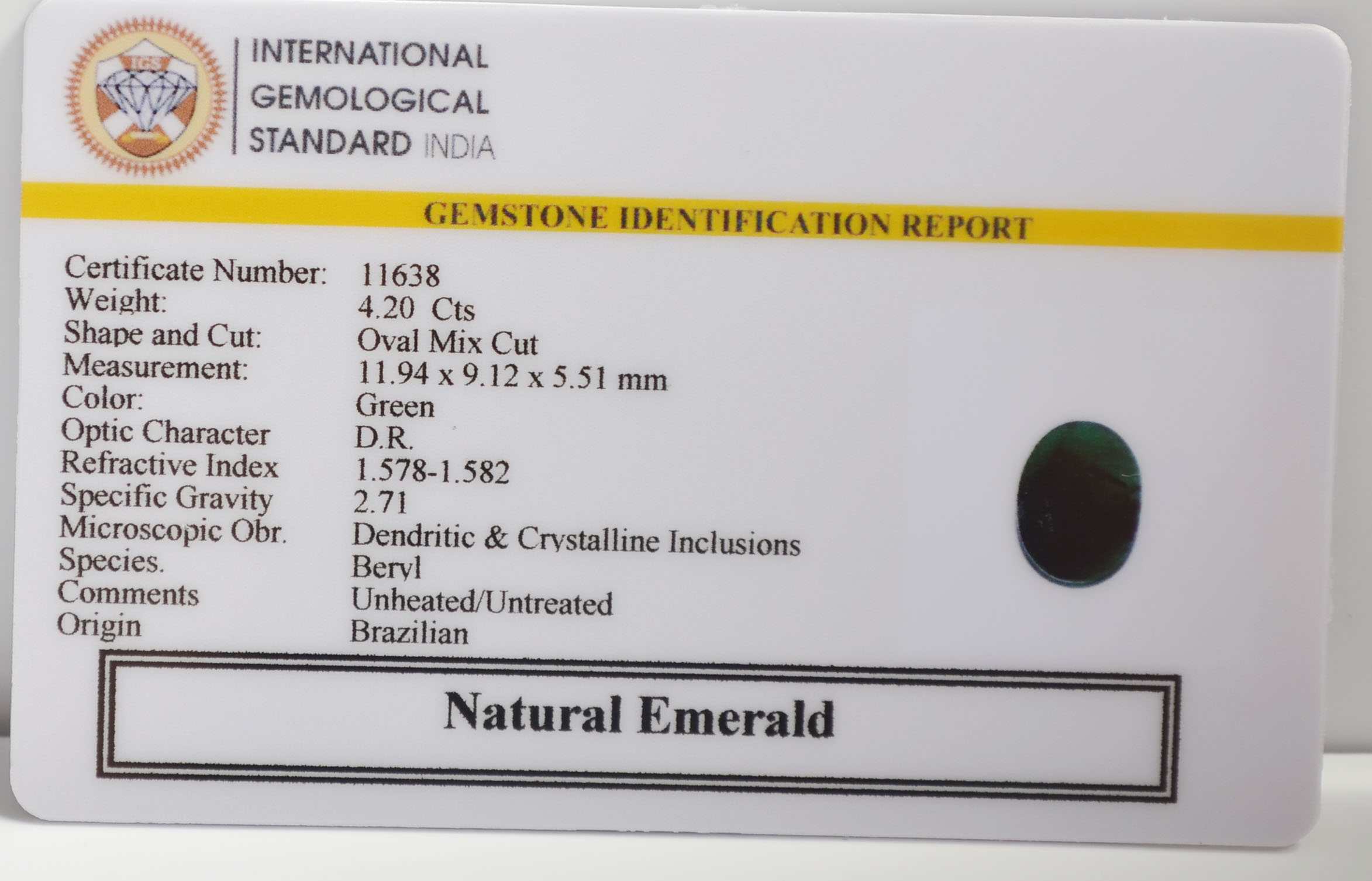 EMERALD 4.2 Ct. 3 EMR22714 2 EMERALD 4.2 Ct.