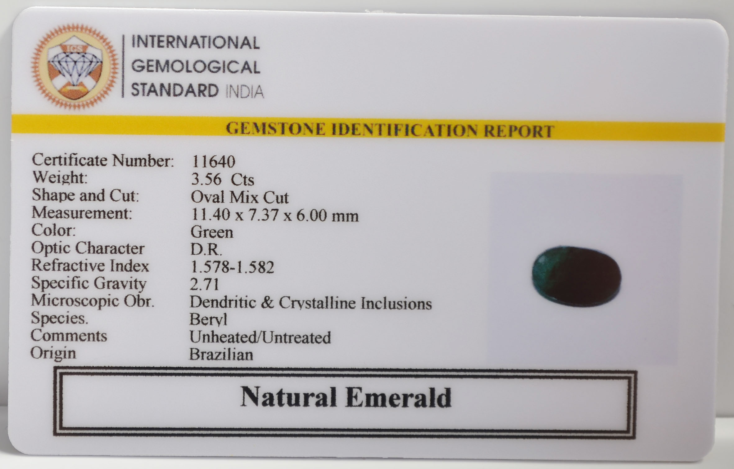 EMR22715 2 EMERALD 3.56 Ct.