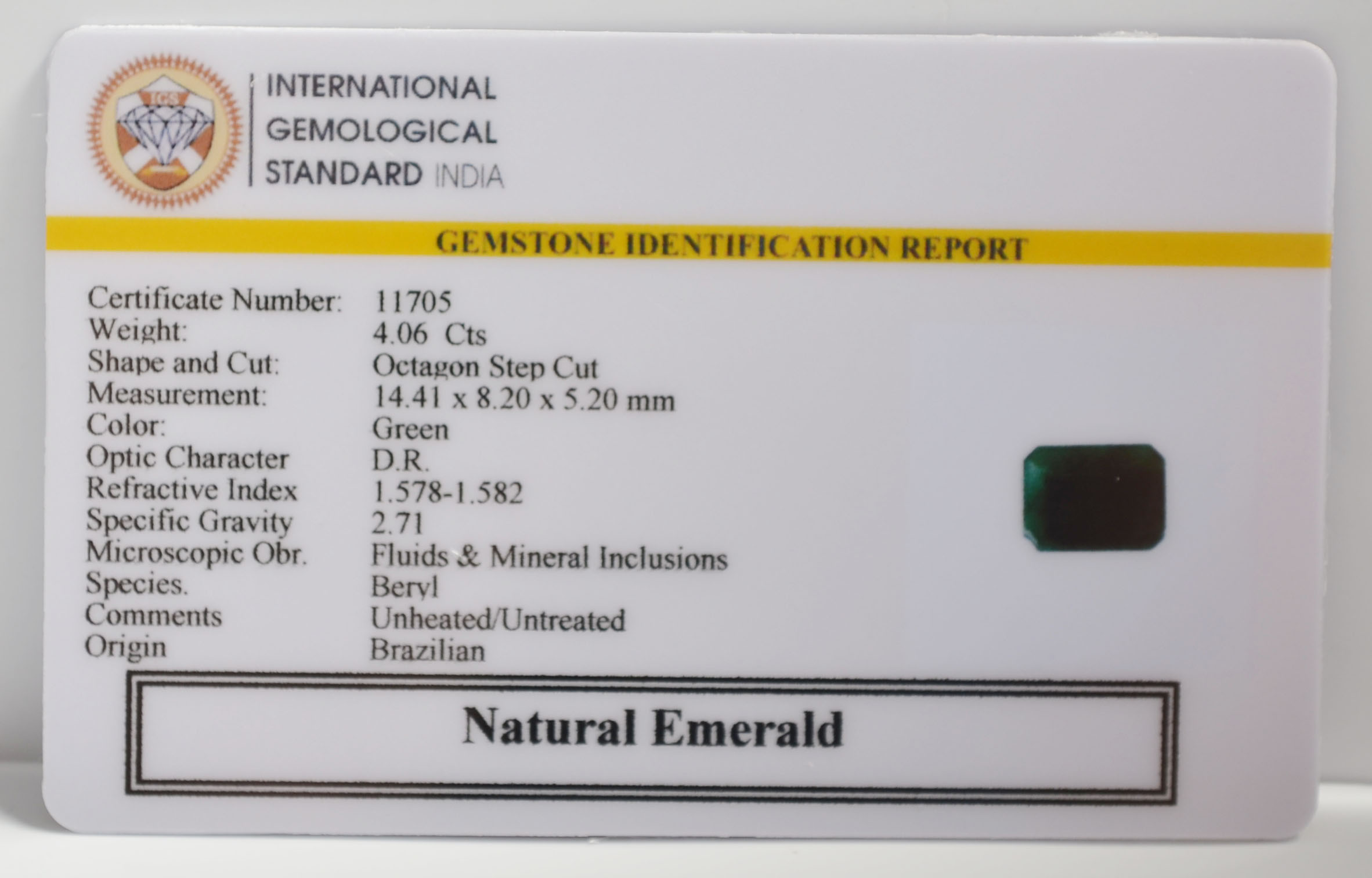 EMERALD 4.06 Ct. 3 EMR22725 2 EMERALD 4.06 Ct.