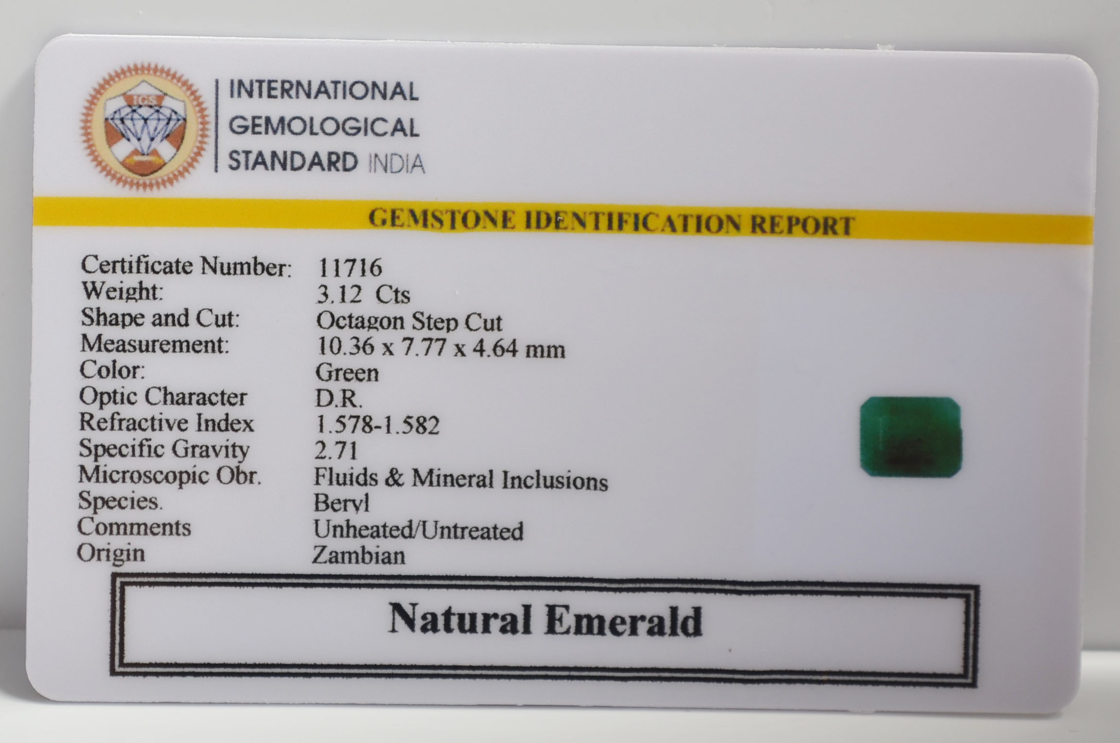 EMERALD 3.12 Ct. 3 EMR22733 2 EMERALD 3.12 Ct.
