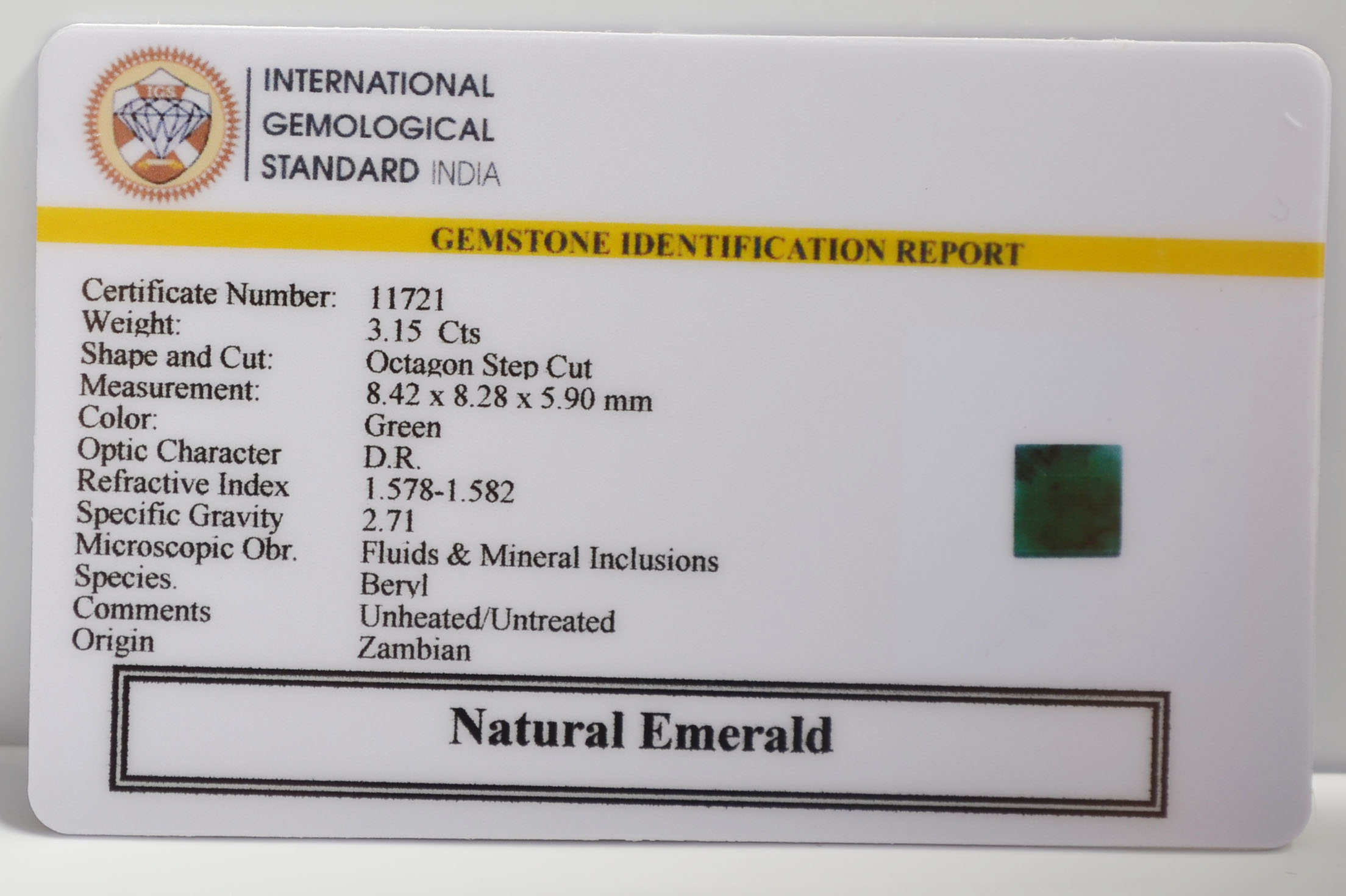 EMERALD 3.15 Ct. 3 EMR22736 2 EMERALD 3.15 Ct.