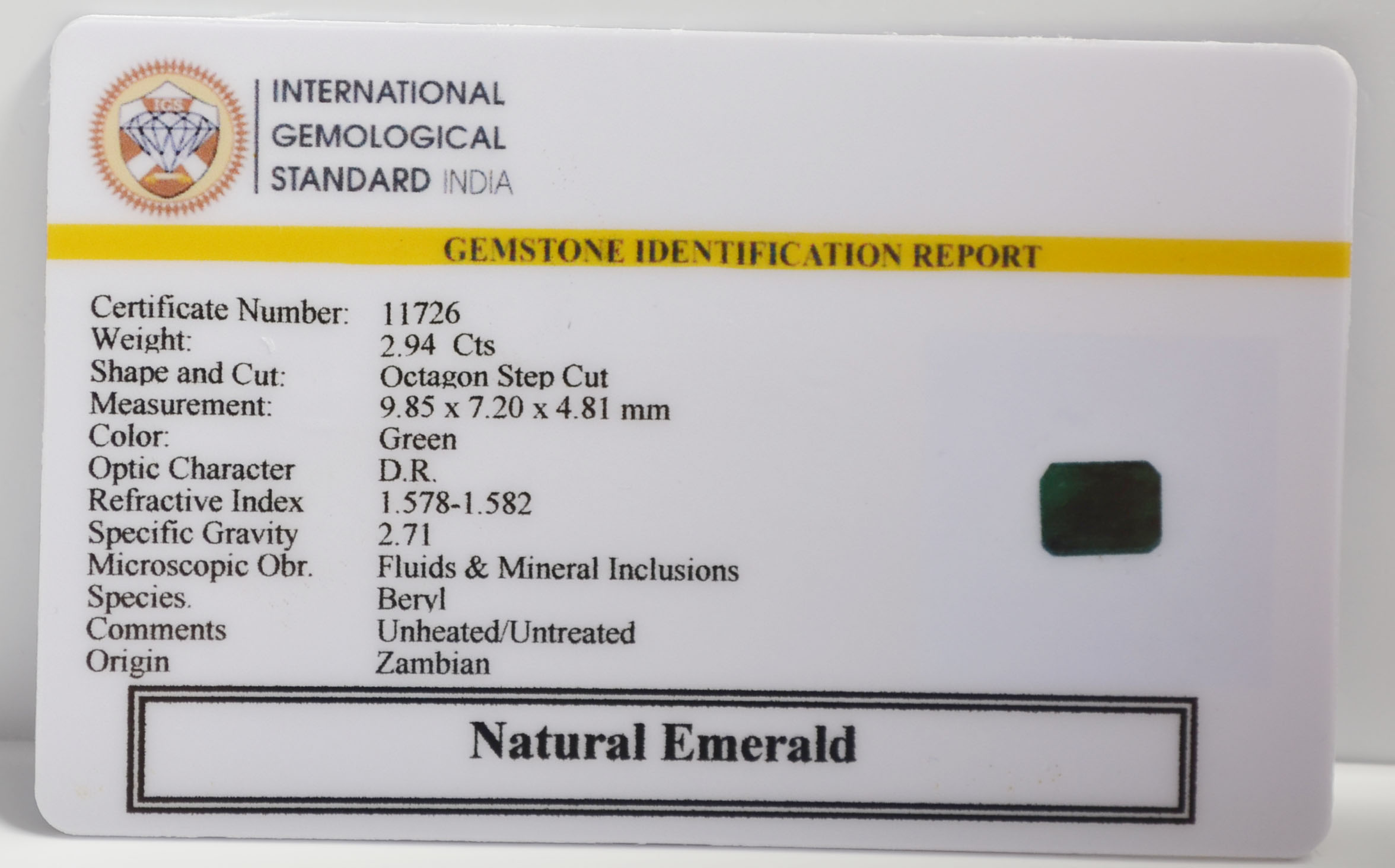 EMERALD 2.94 Ct. 3 EMR22739 2 EMERALD 2.94 Ct.