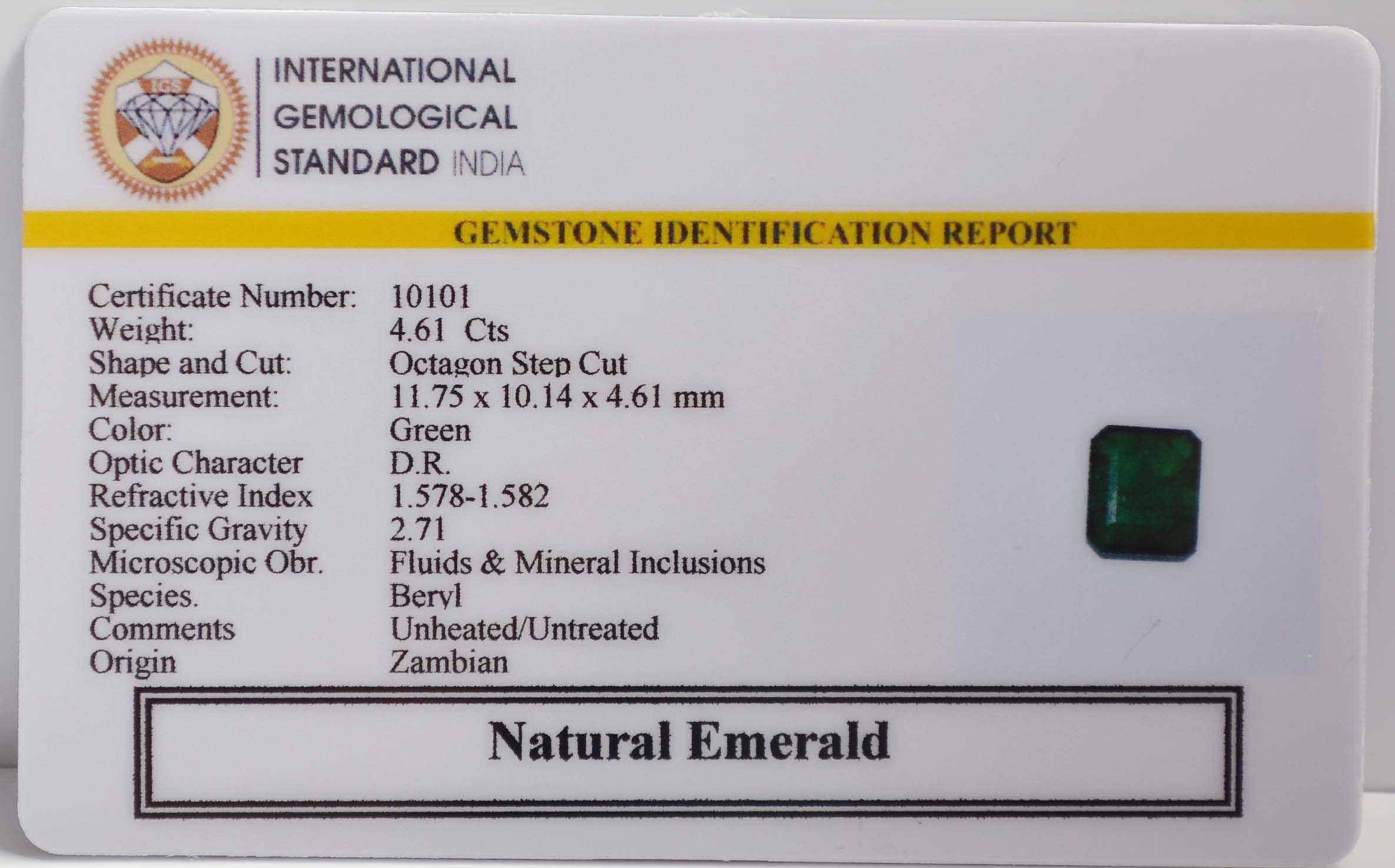 EMRG21442 2 EMERALD 4.61 Ct.