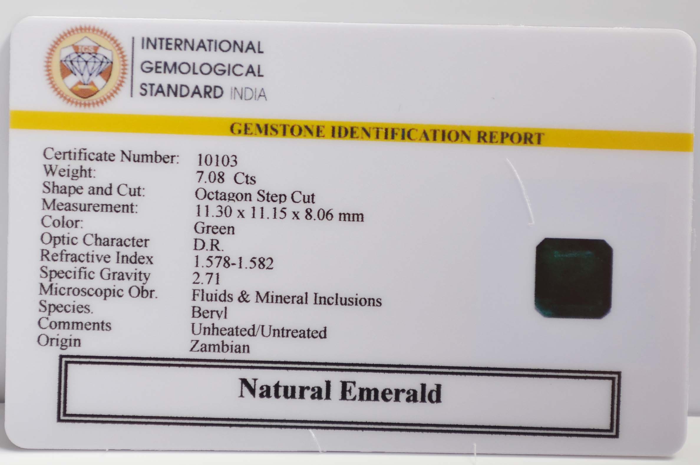 EMERALD 7.08 Ct. 3 EMRG21443 2 EMERALD 7.08 Ct.