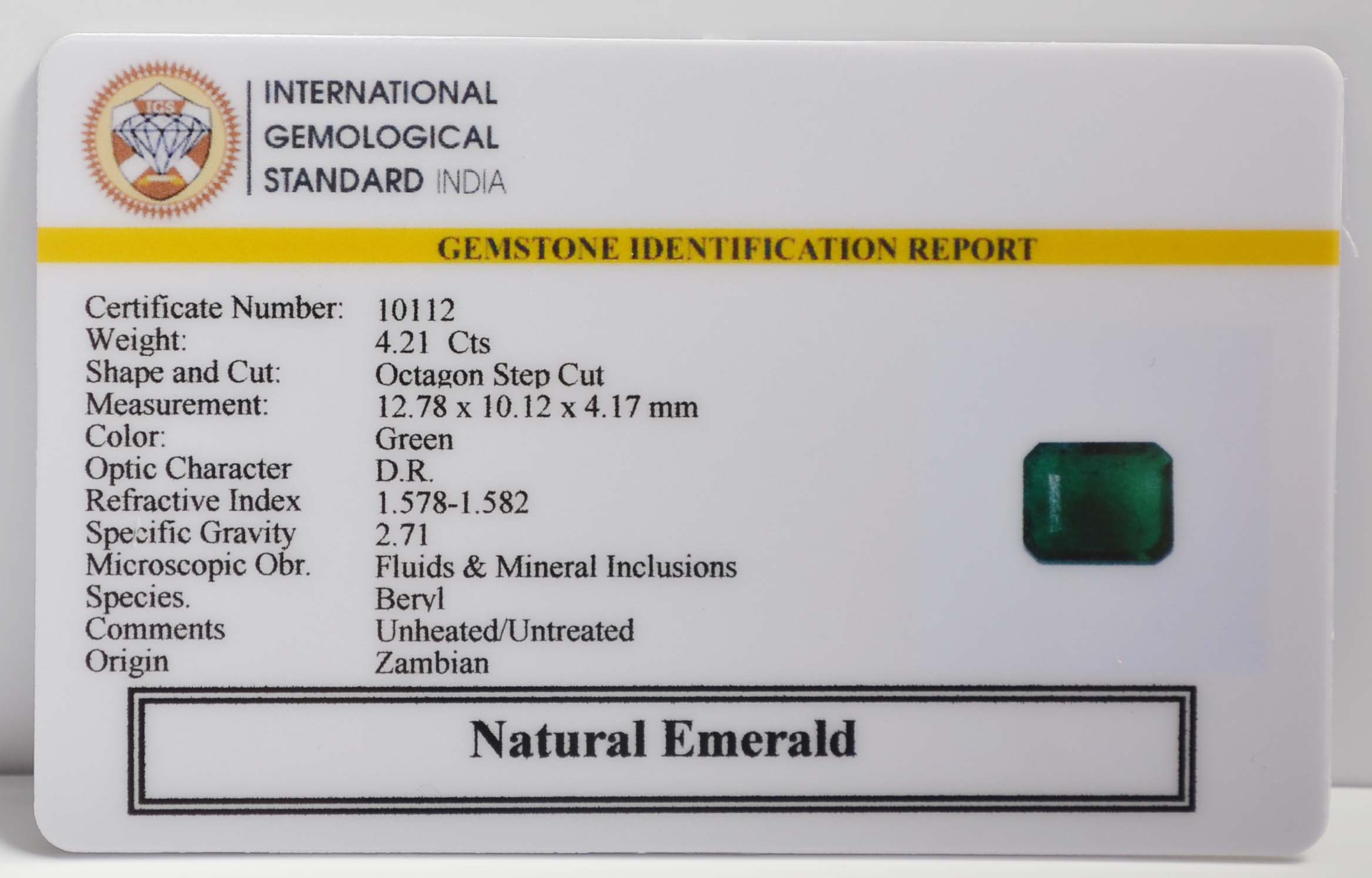 EMRG21445 2 EMERALD 4.21 Ct.