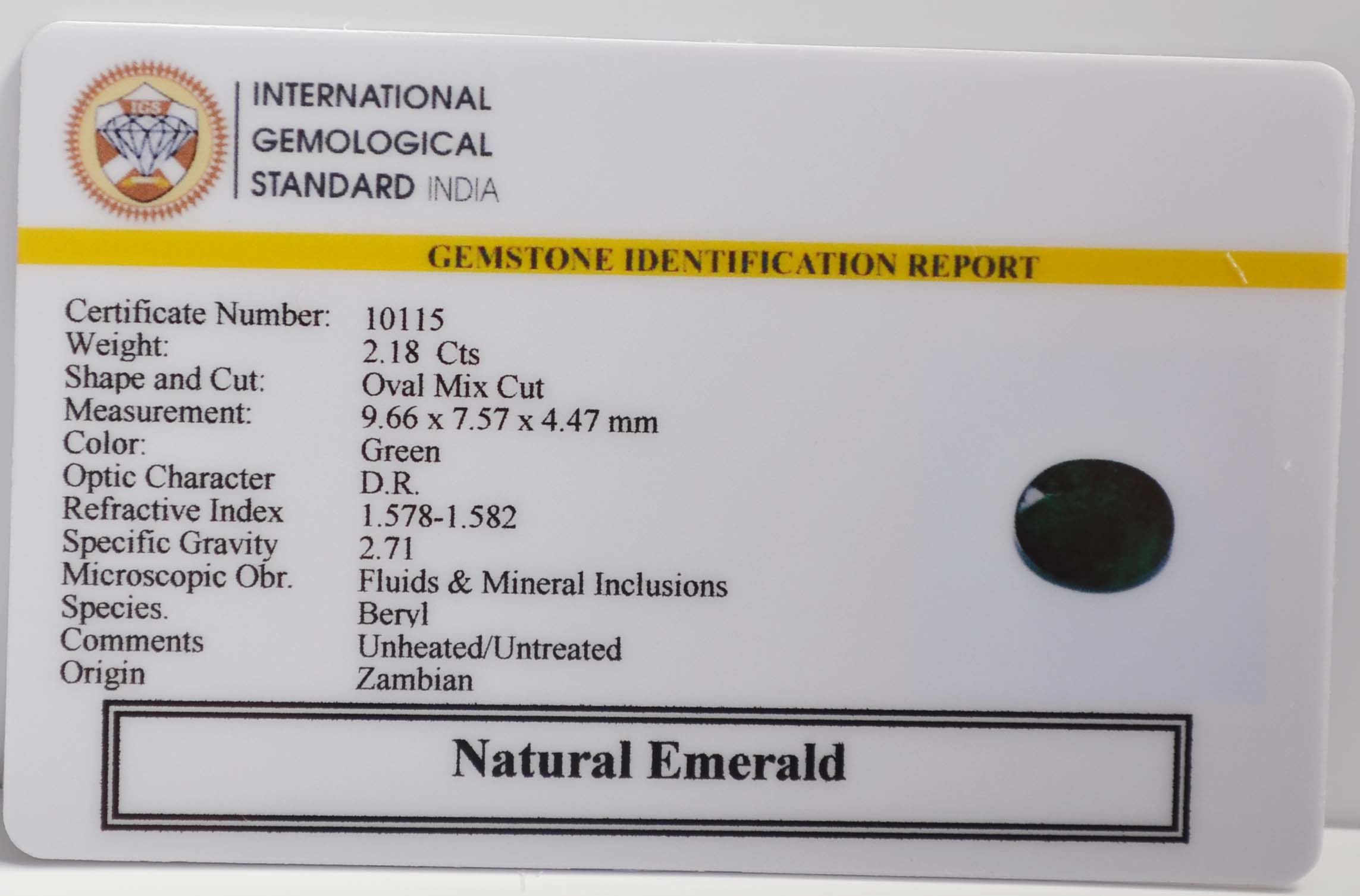 EMERALD 2.18 Ct. 3 EMRG21448 2 EMERALD 2.18 Ct.