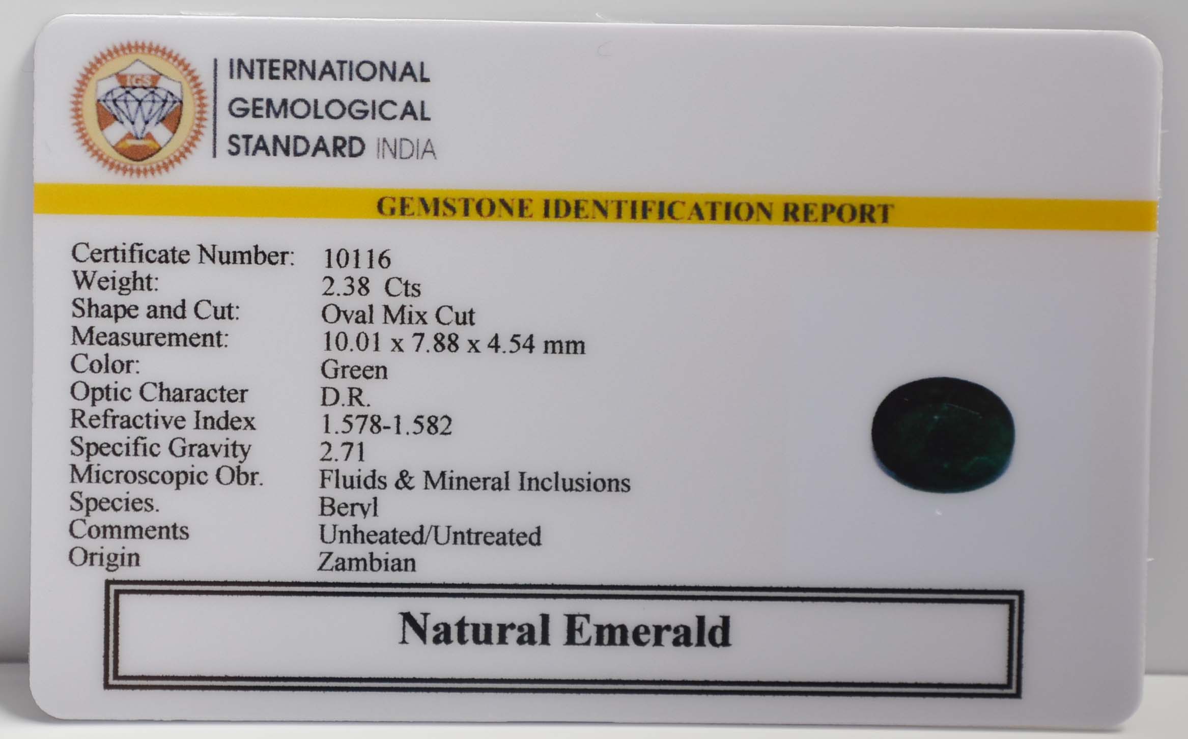 EMERALD 2.38 Ct. 3 EMRG21449 2 EMERALD 2.38 Ct.
