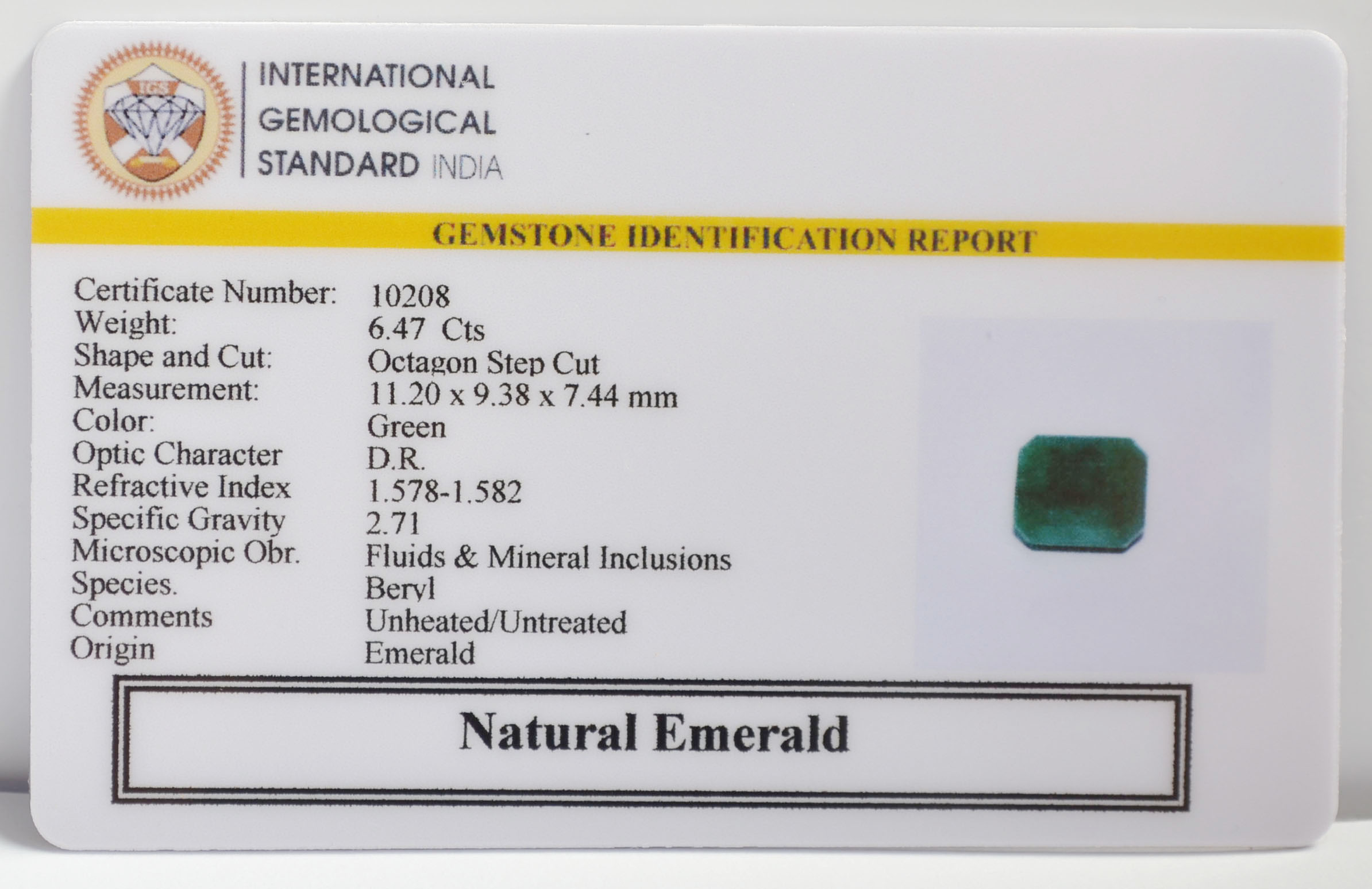 EMERALD 6.47 Ct. 3 EMRG21453 2 EMERALD 6.47 Ct.