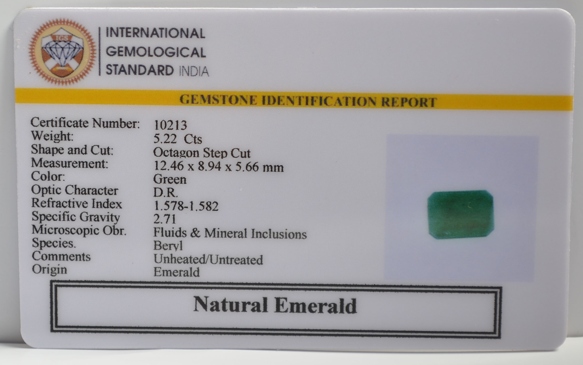 EMERALD 5.22 Ct. 3 EMRG21455 2 EMERALD 5.22 Ct.