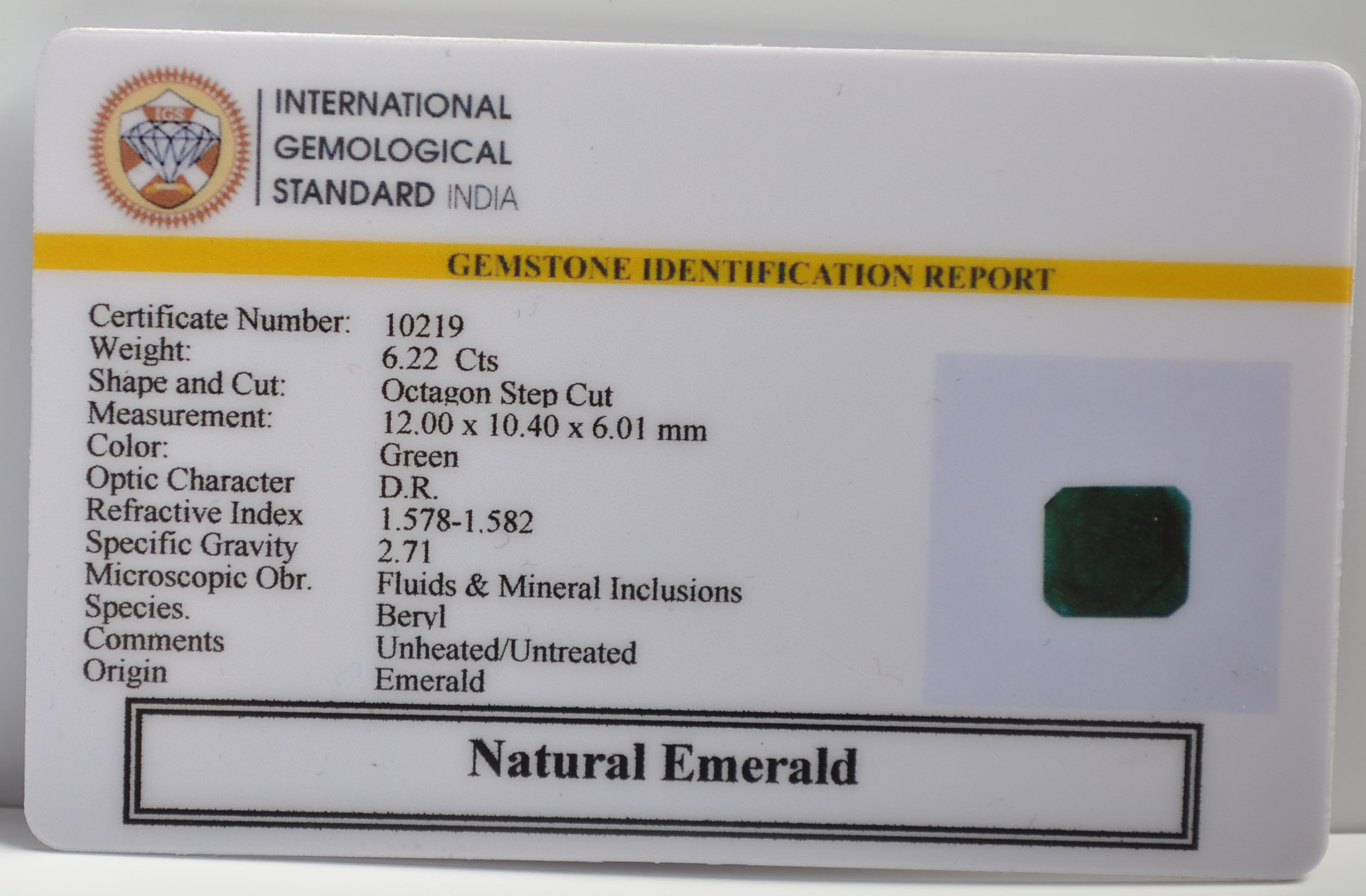 EMRG21456 2 EMERALD 6.22 Ct.