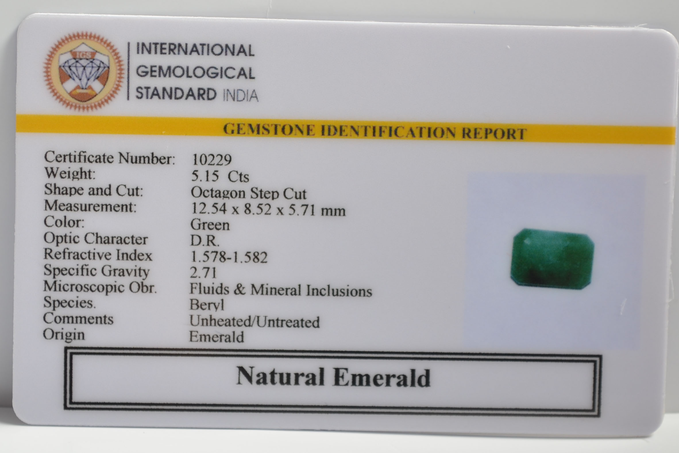 EMERALD 5.15 Ct. 3 EMRG21457 2 EMERALD 5.15 Ct.
