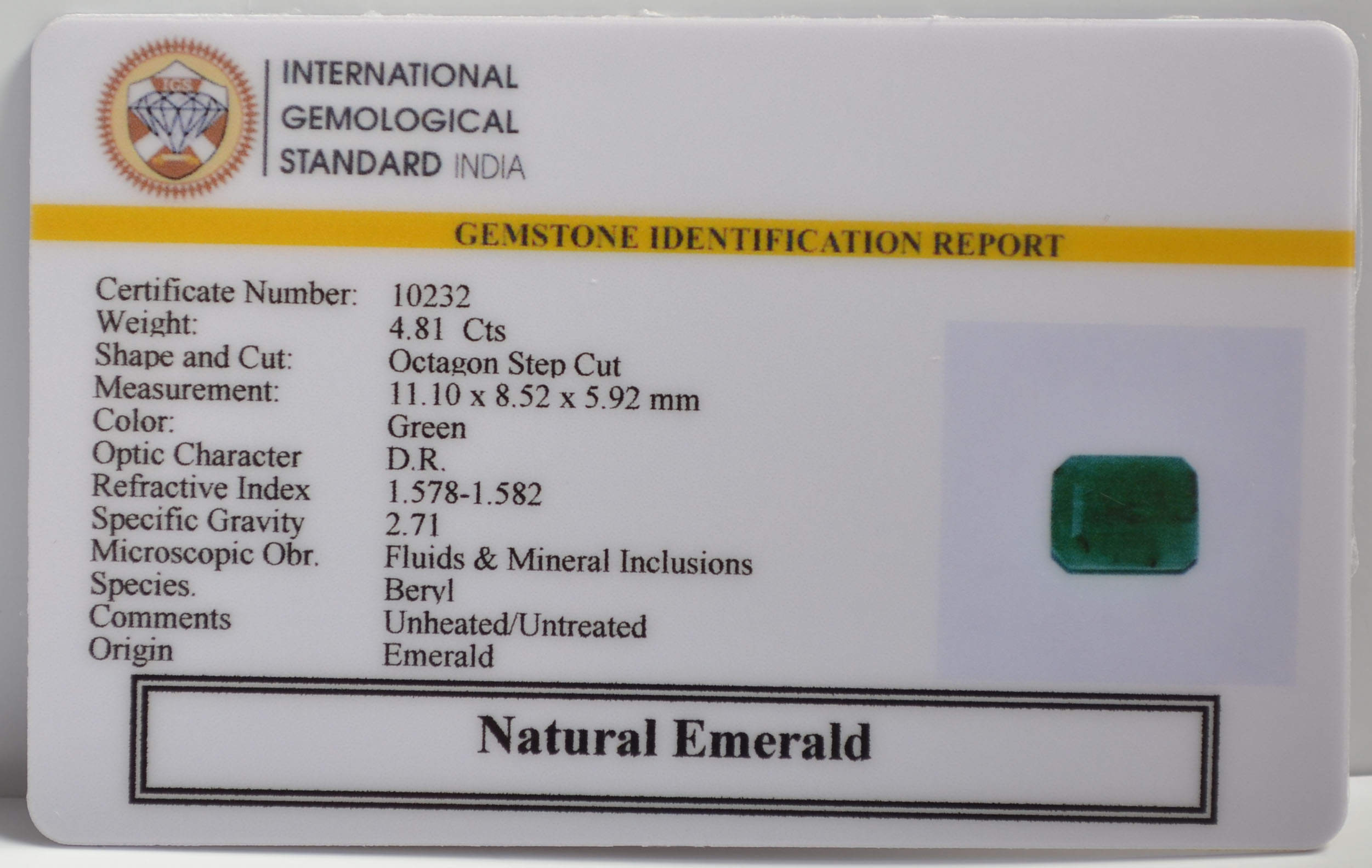 EMRG21460 2 EMERALD 4.81 Ct.
