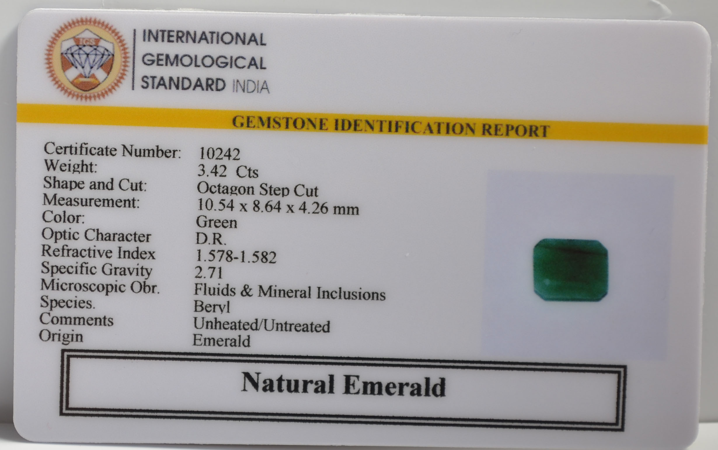 EMRG21462 2 EMERALD 3.42 Ct.