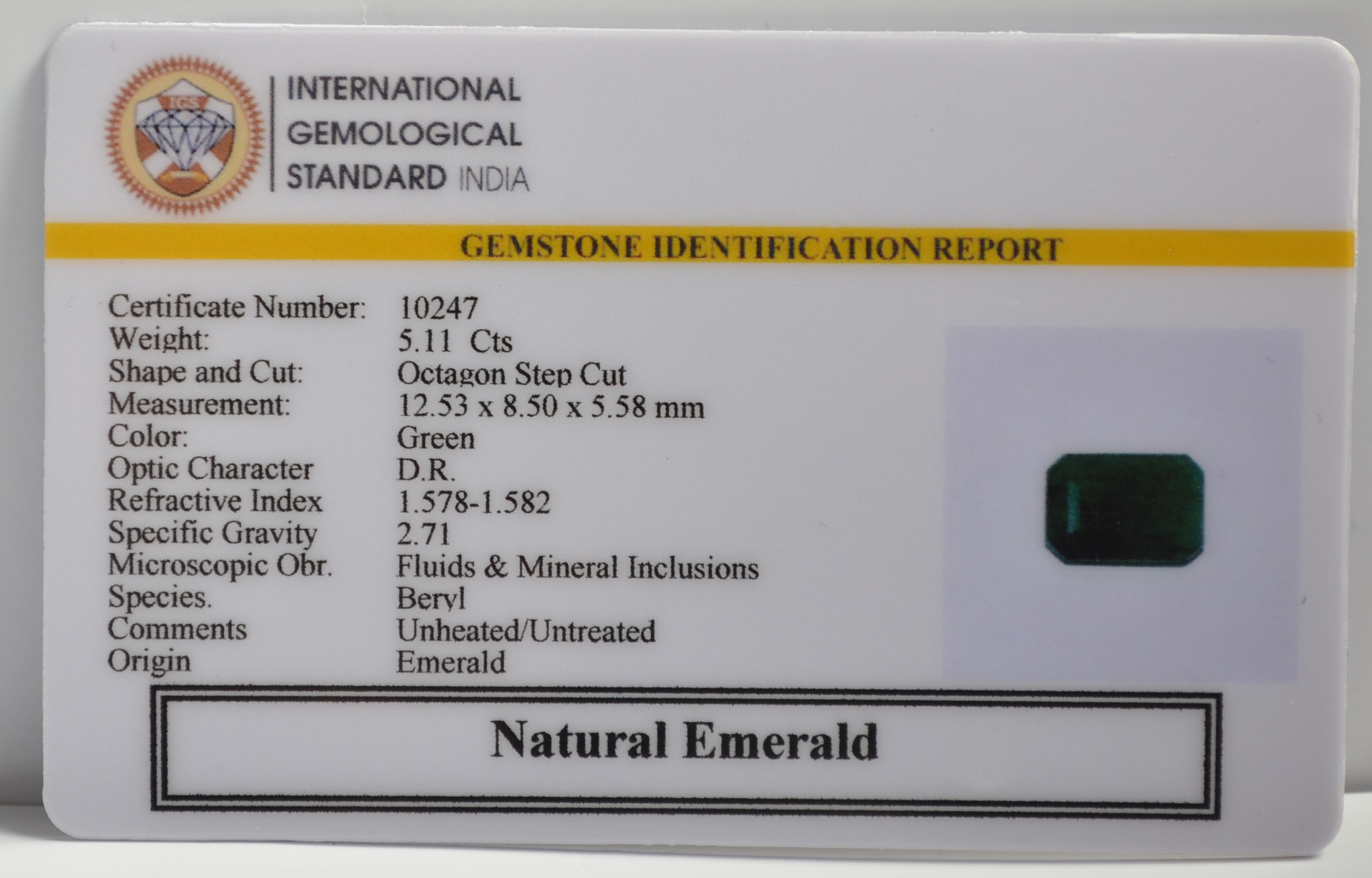 EMRG21463 2 EMERALD 5.11 Ct.