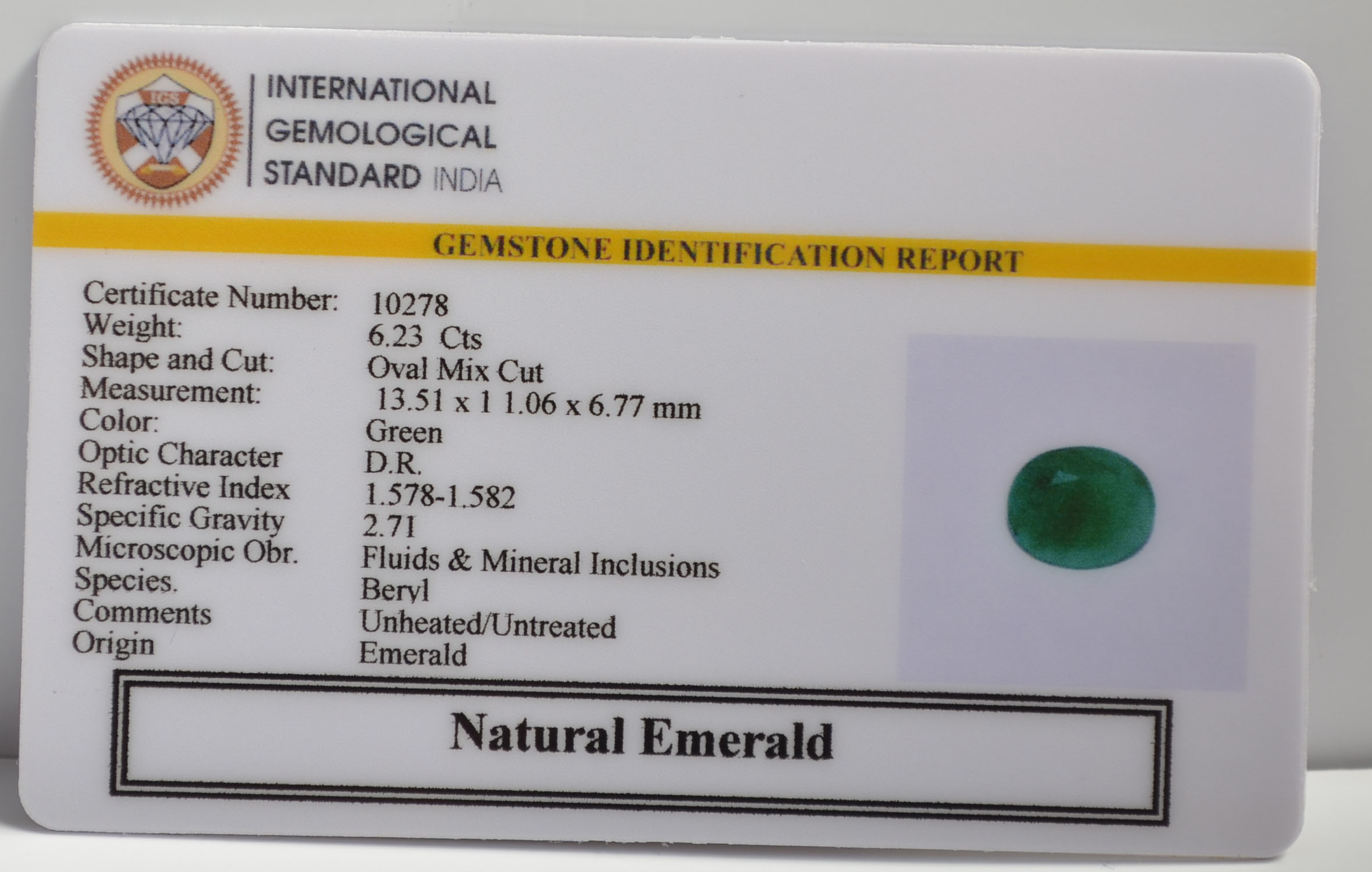 EMRG21473 2 EMERALD 6.23 Ct.