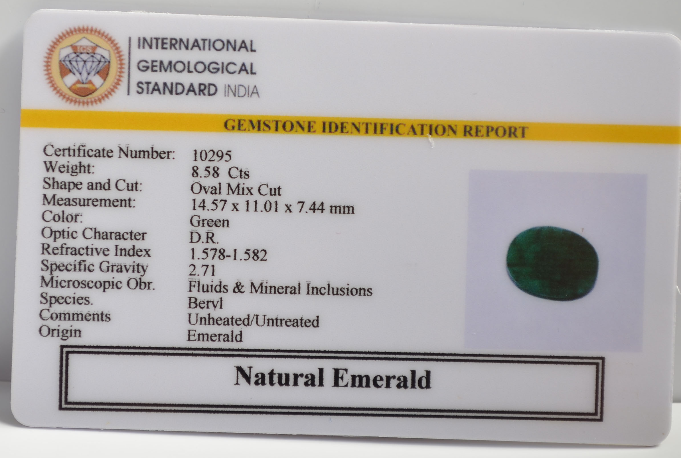 EMRG21479 2 EMERALD 8.58 Ct.