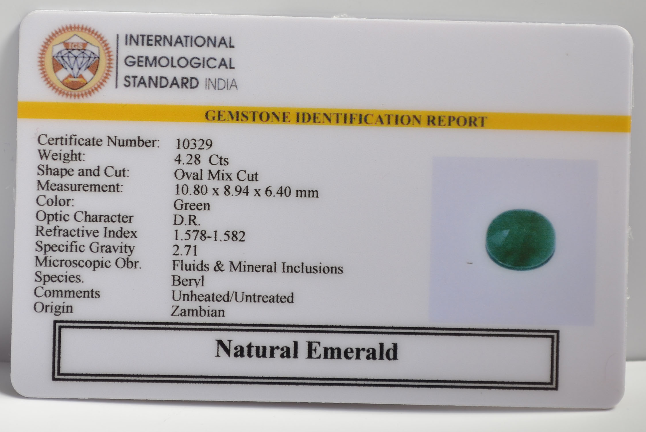 EMRG21483 2 EMERALD 4.28 Ct.