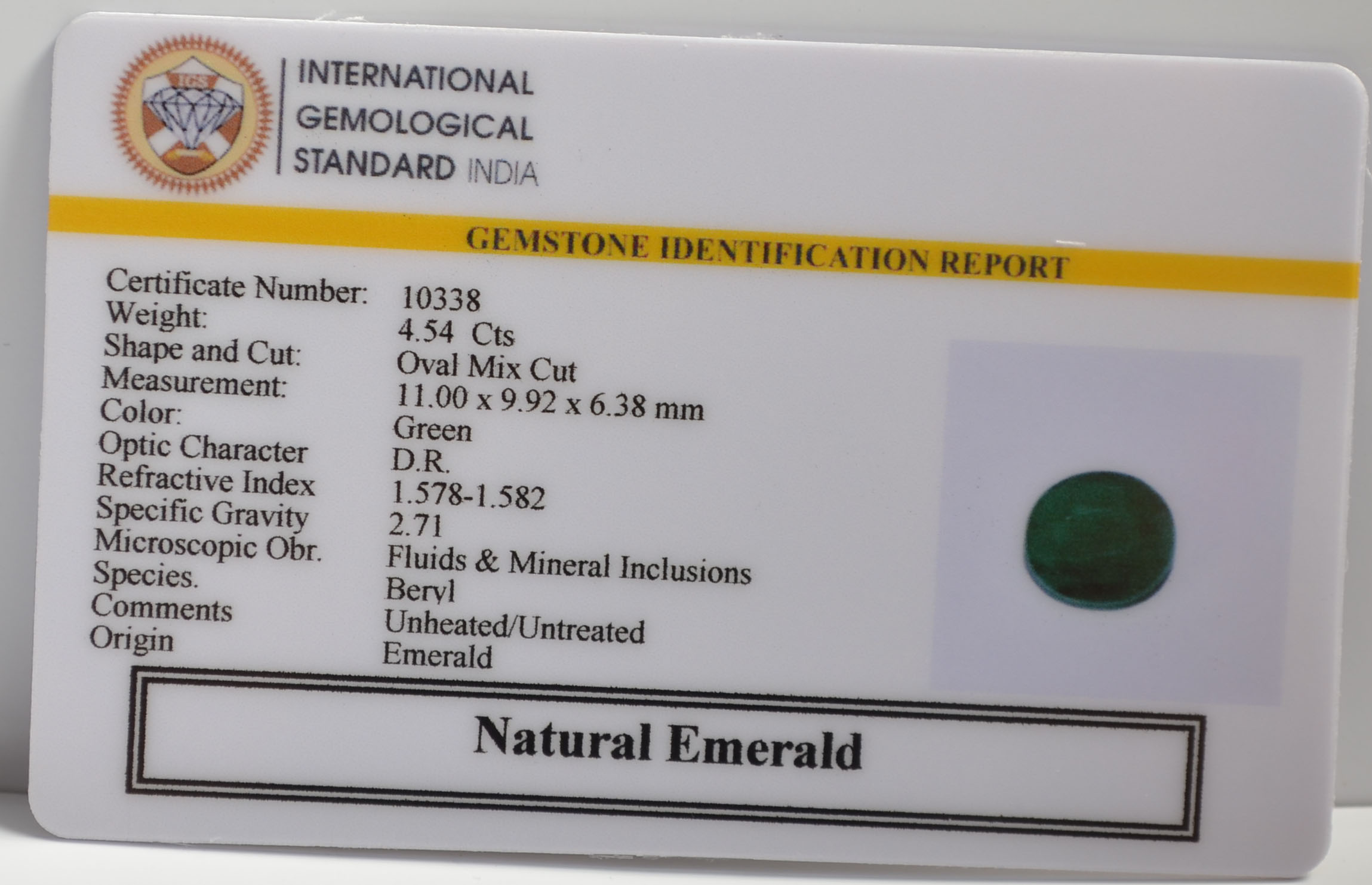 EMRG21485 2 EMERALD 4.54 Ct.