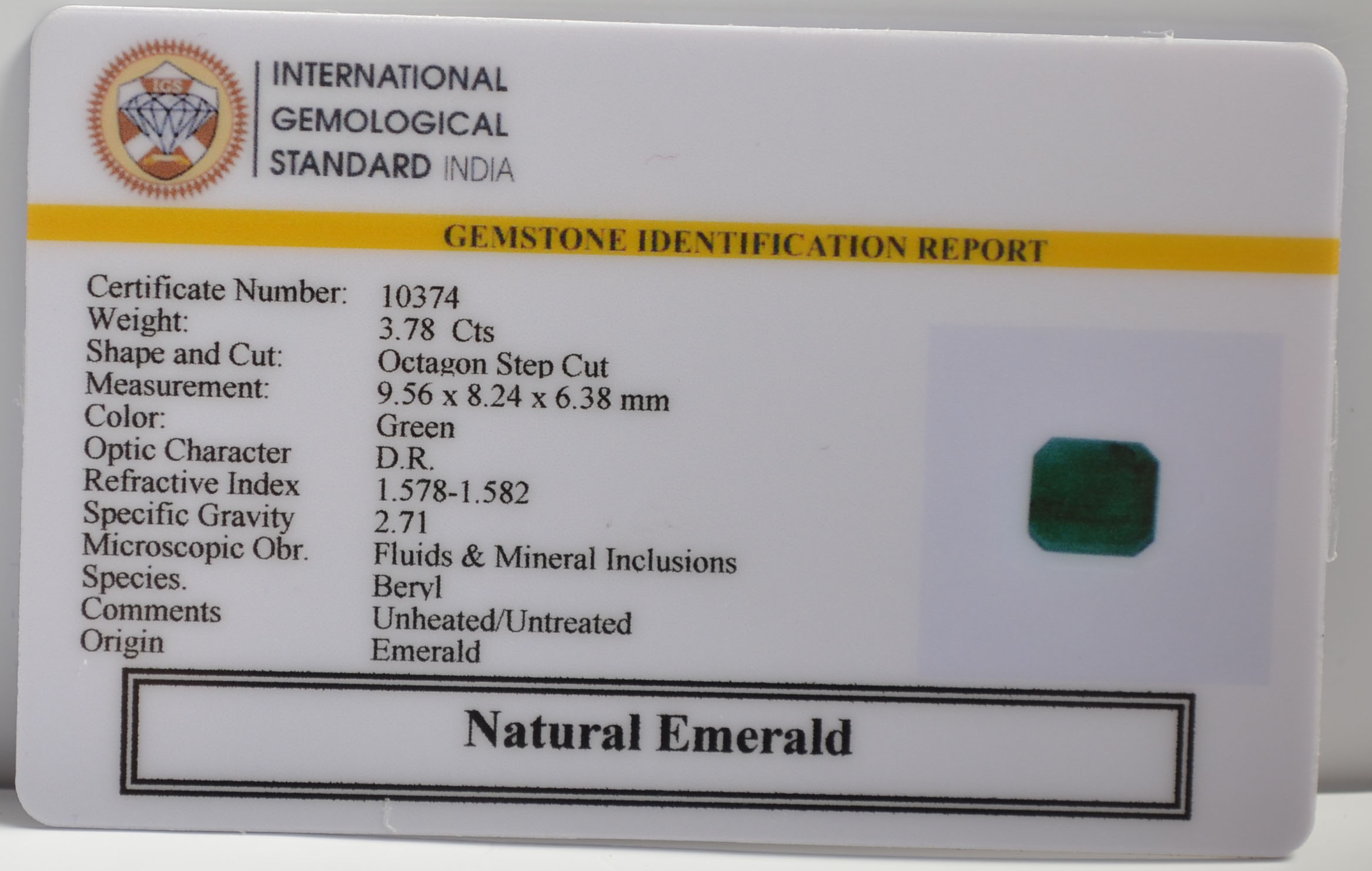 EMRG21490 2 EMERALD 3.78 Ct.