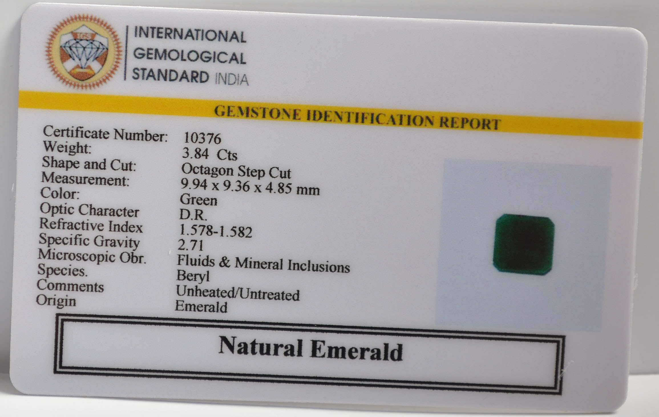 EMRG21491 2 EMERALD 3.84 Ct.