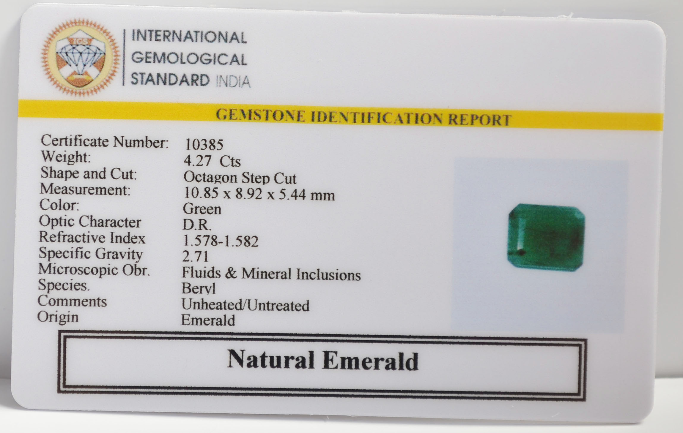 EMRG21493 2 EMERALD 4.27 Ct.